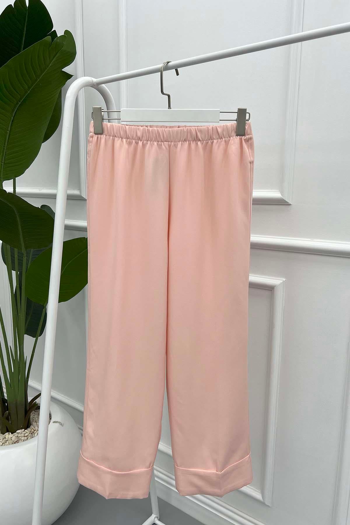 Paça Katlamalı Pantolon Pembe
