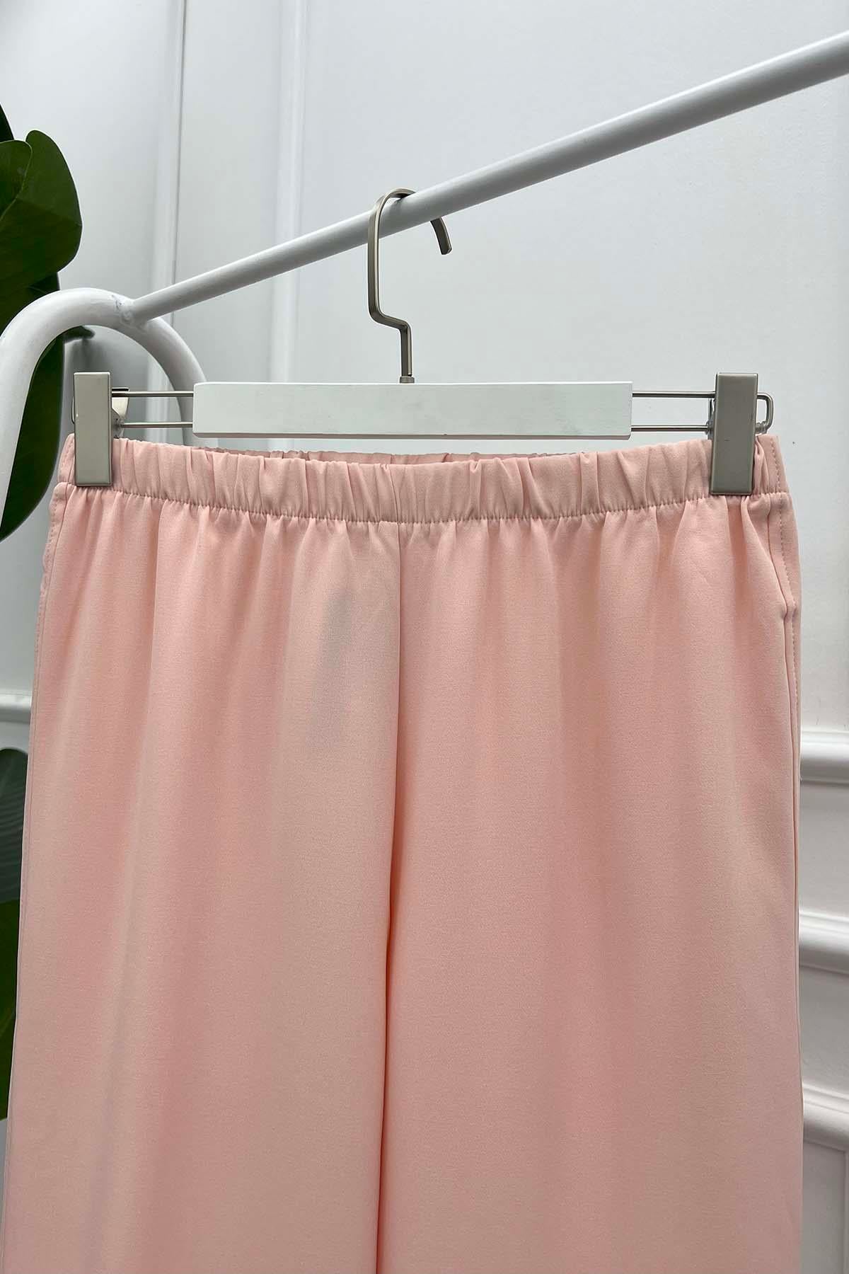 Paça Katlamalı Pantolon Pembe