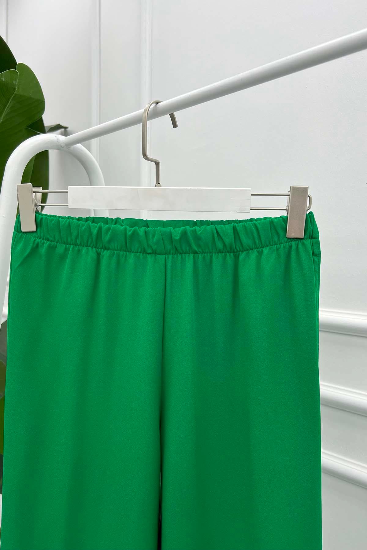 Paça Katlamalı Pantolon Yeşil