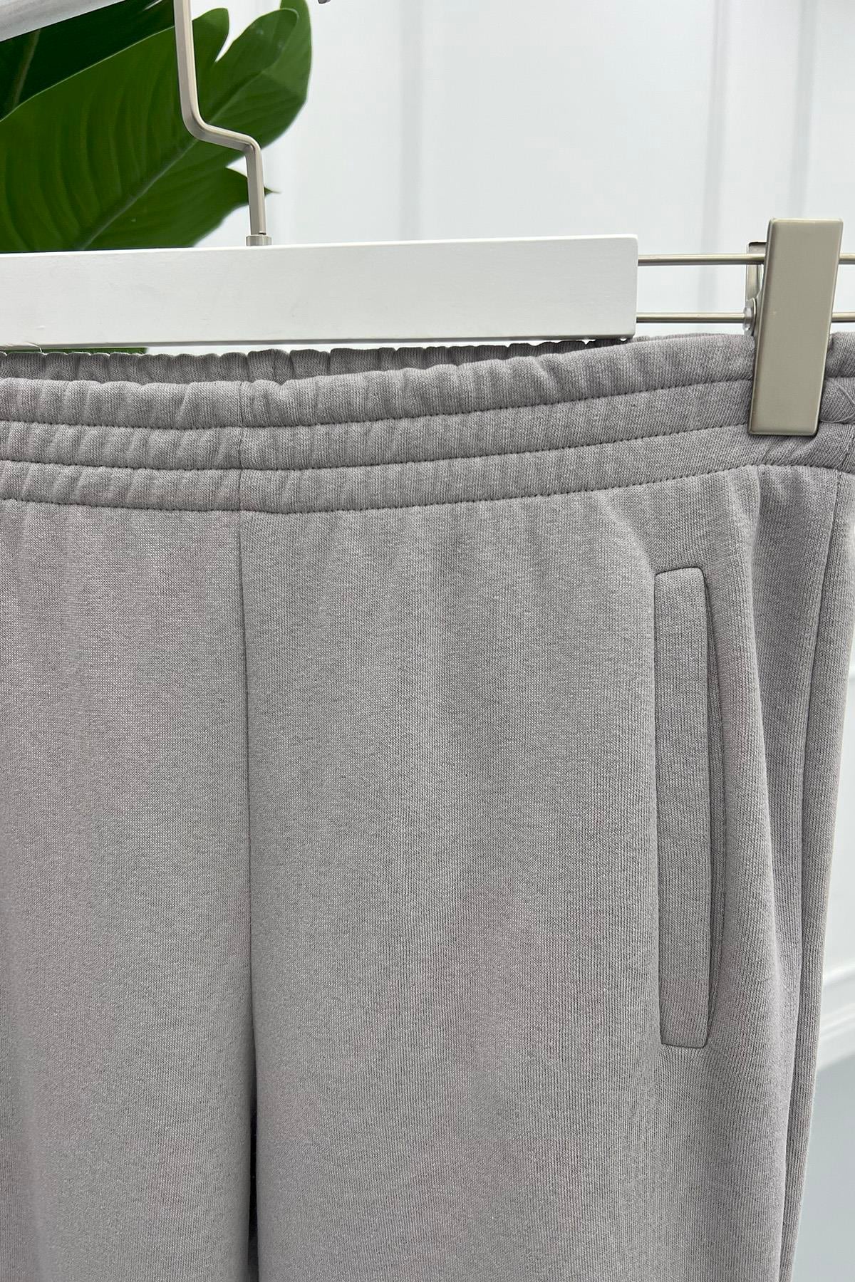 Paça Lastikli Pantolon Gri