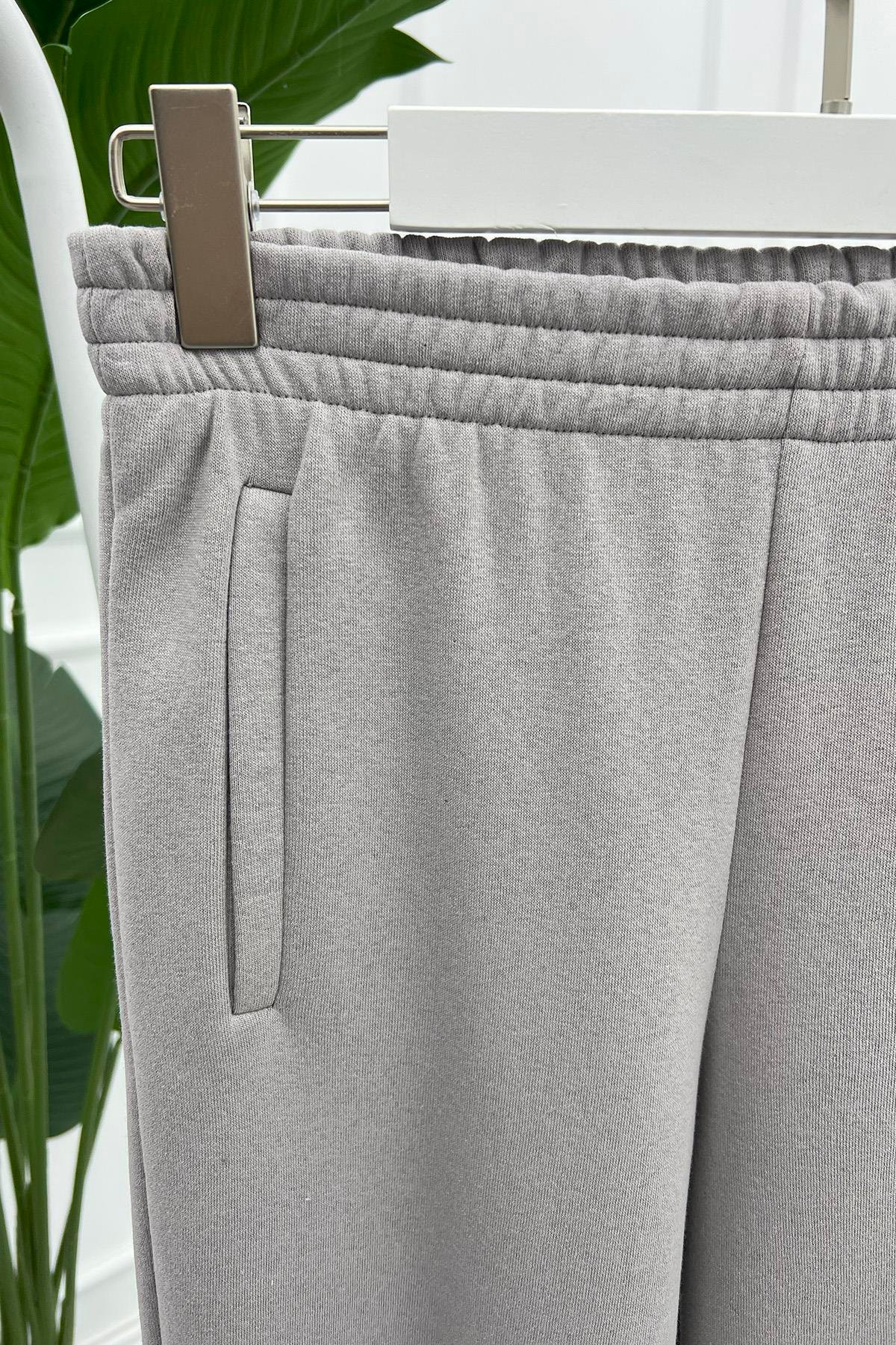 Paça Lastikli Pantolon Gri