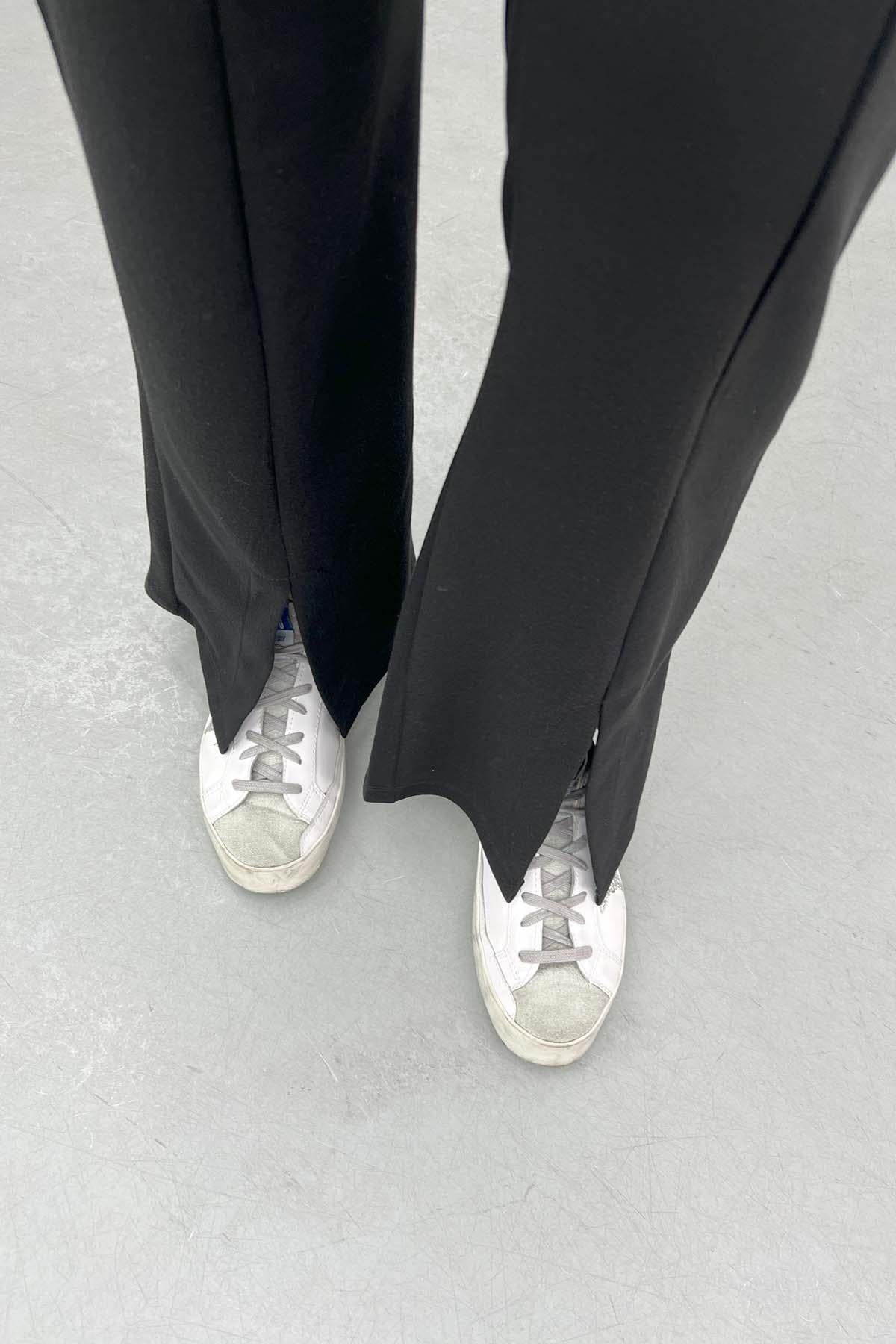 Paça Yırtmaçlı Oysho Pantolon Siyah