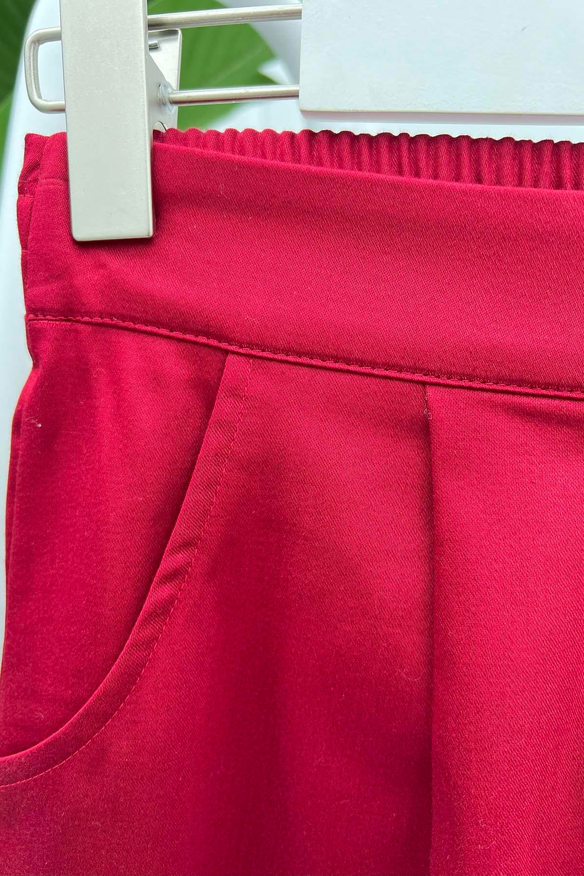 Paça Yırtmaçlı Pantolon Bordo