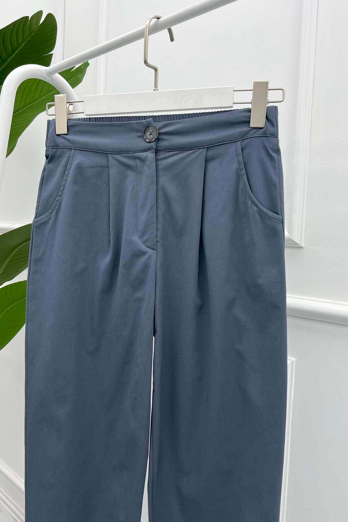 Paça Yırtmaçlı Pantolon Gri