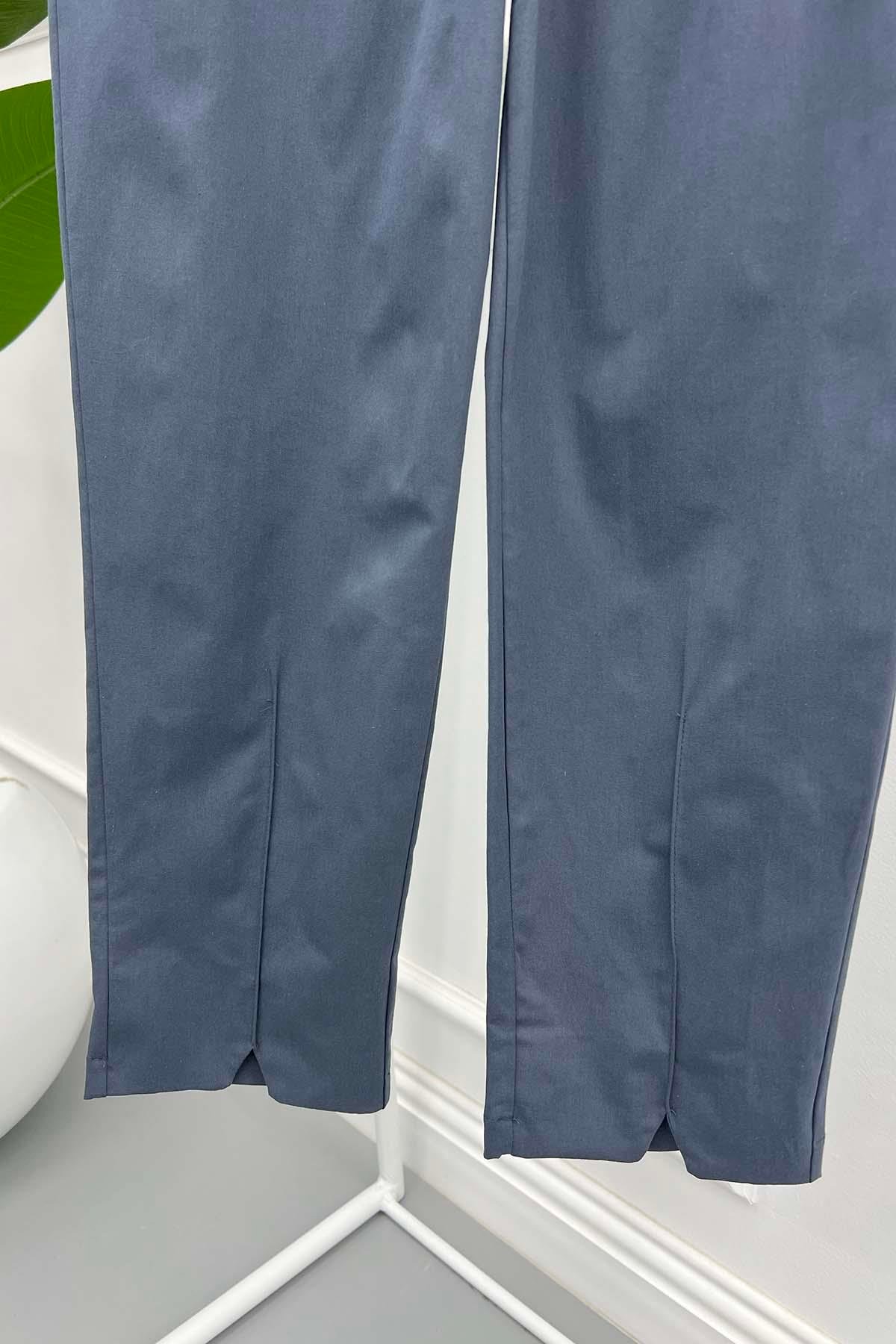 Paça Yırtmaçlı Pantolon Gri