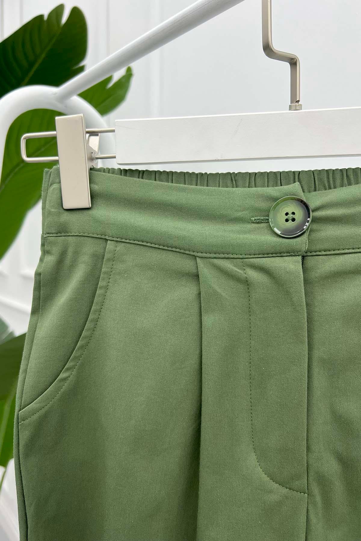 Paça Yırtmaçlı Pantolon Haki