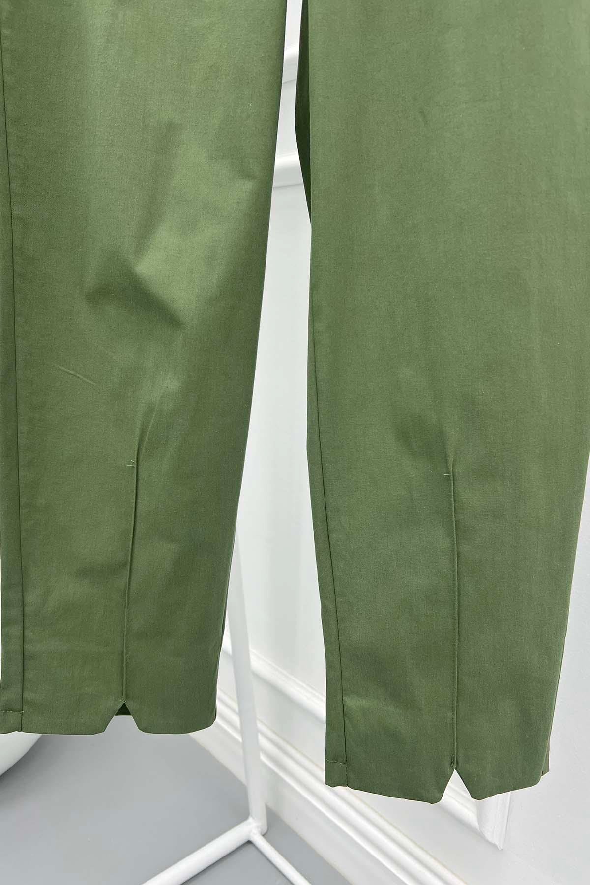 Paça Yırtmaçlı Pantolon Haki