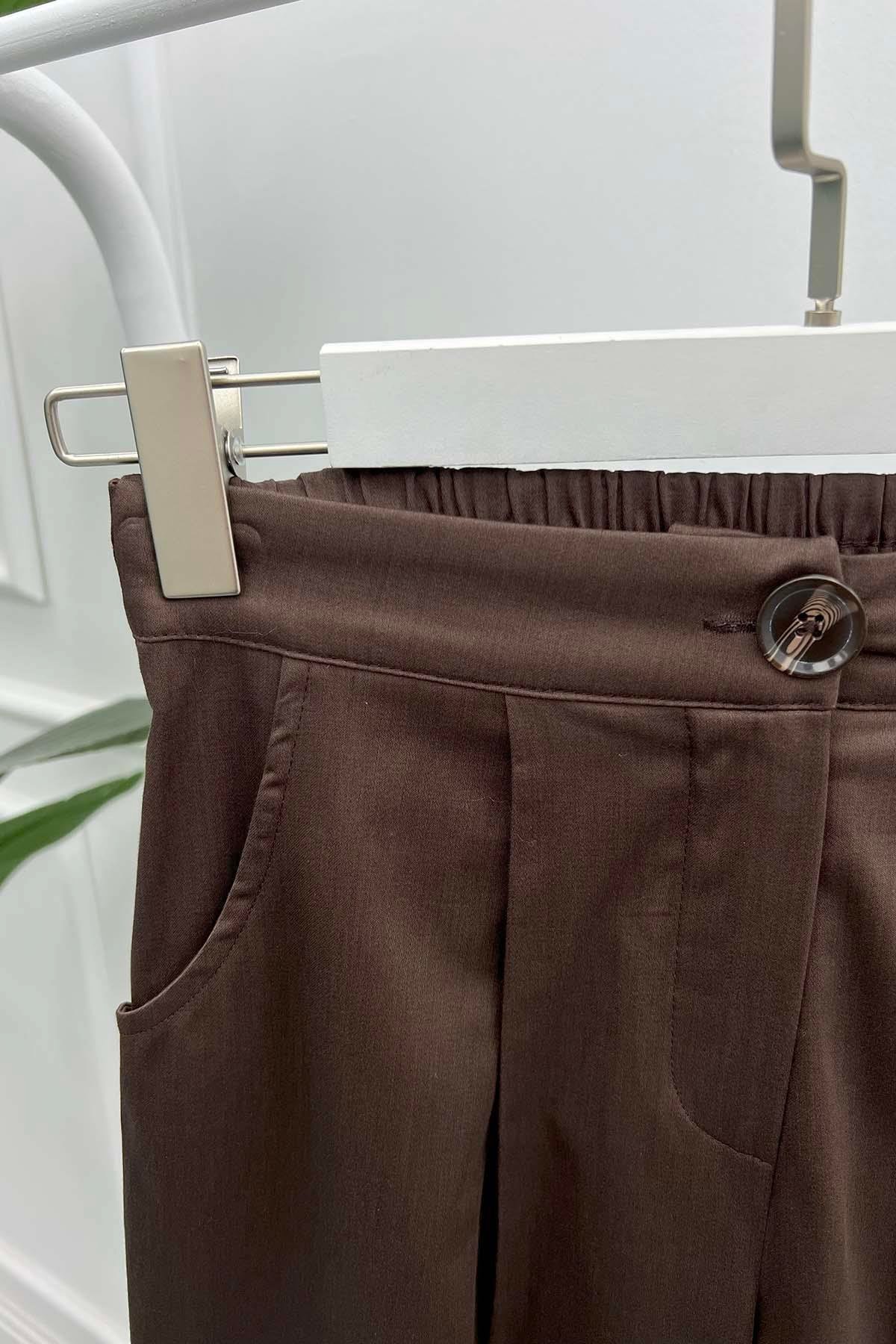 Paça Yırtmaçlı Pantolon Kahve