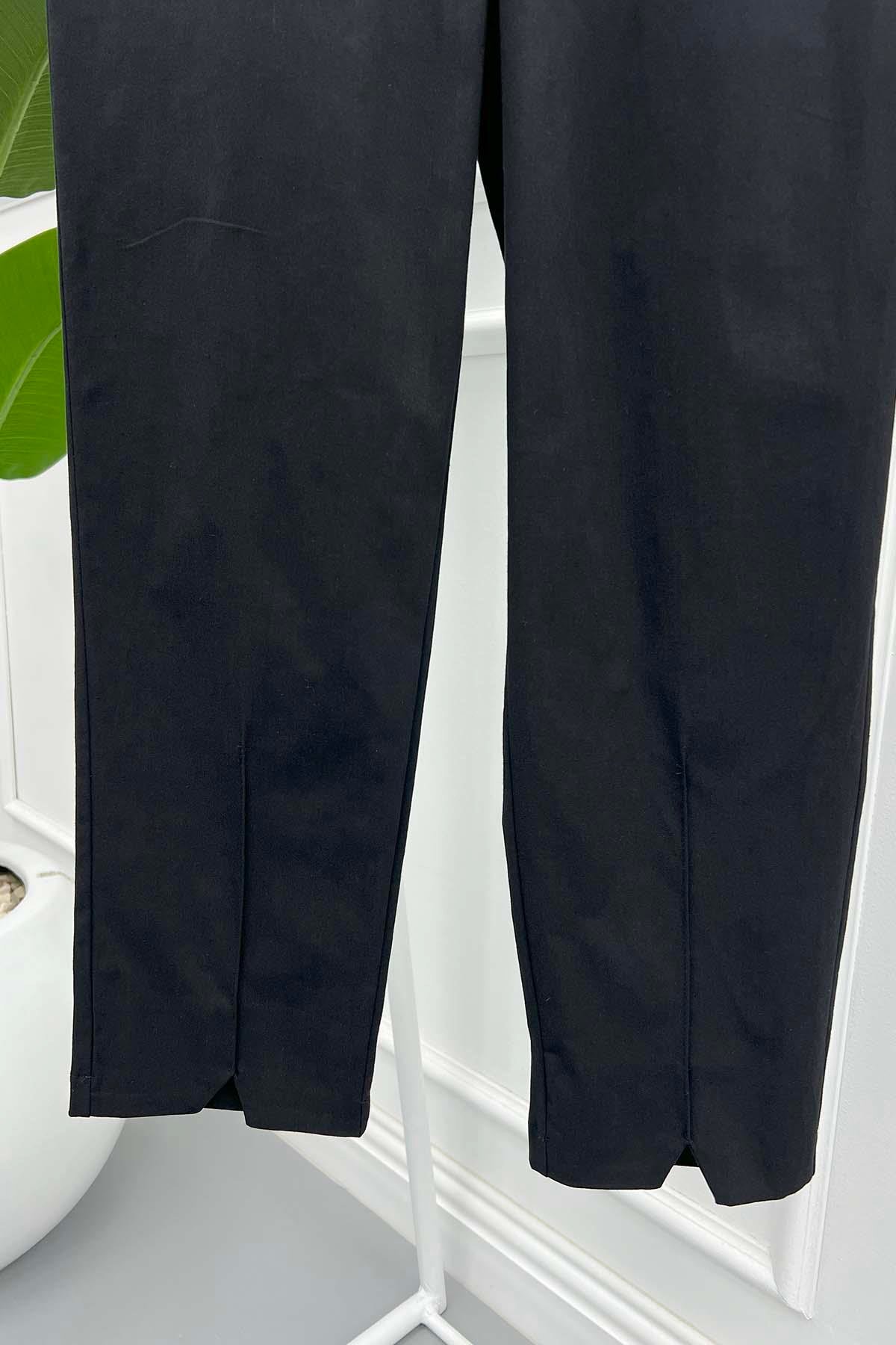 Paça Yırtmaçlı Pantolon Siyah