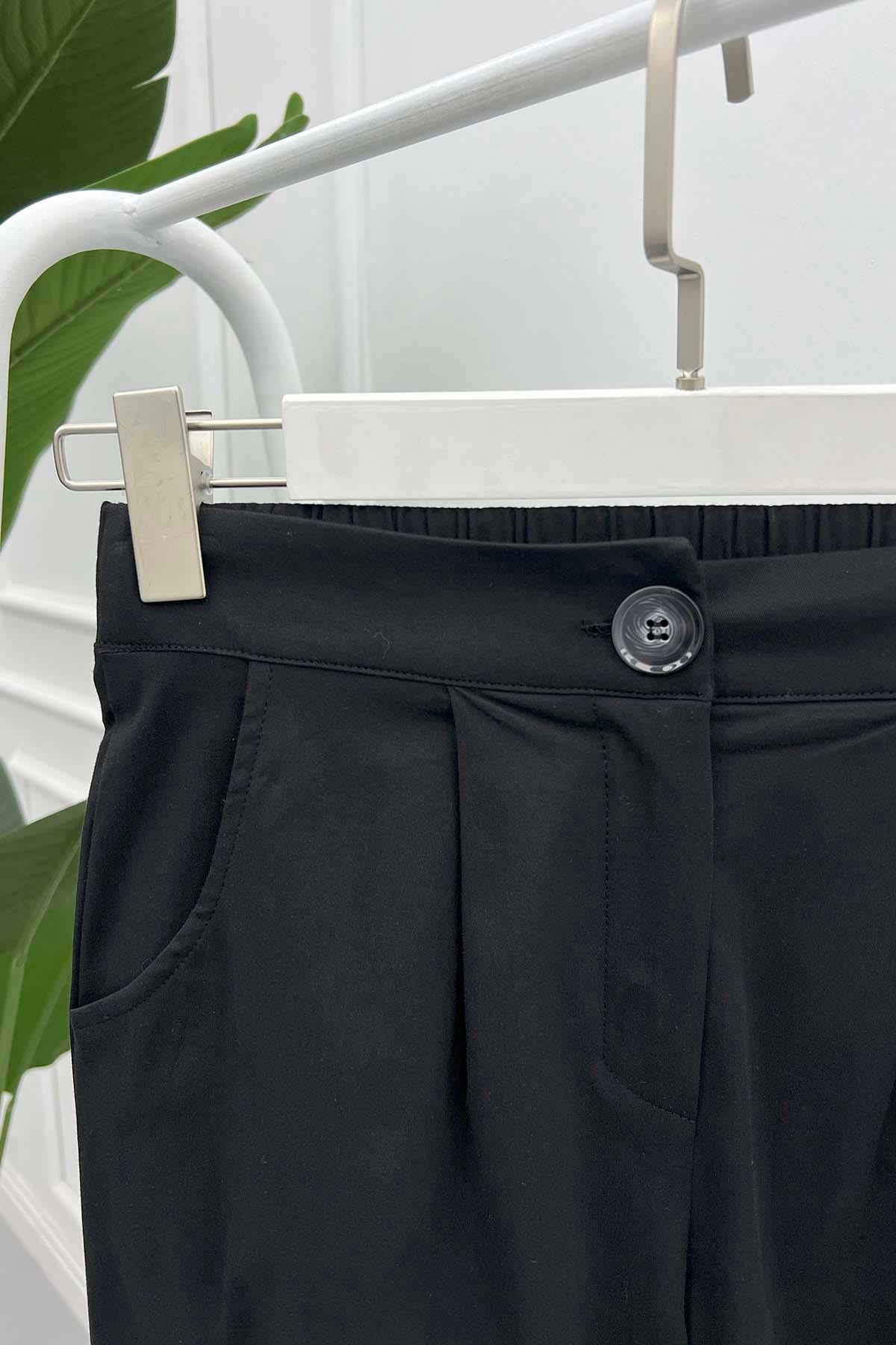 Paça Yırtmaçlı Pantolon Siyah