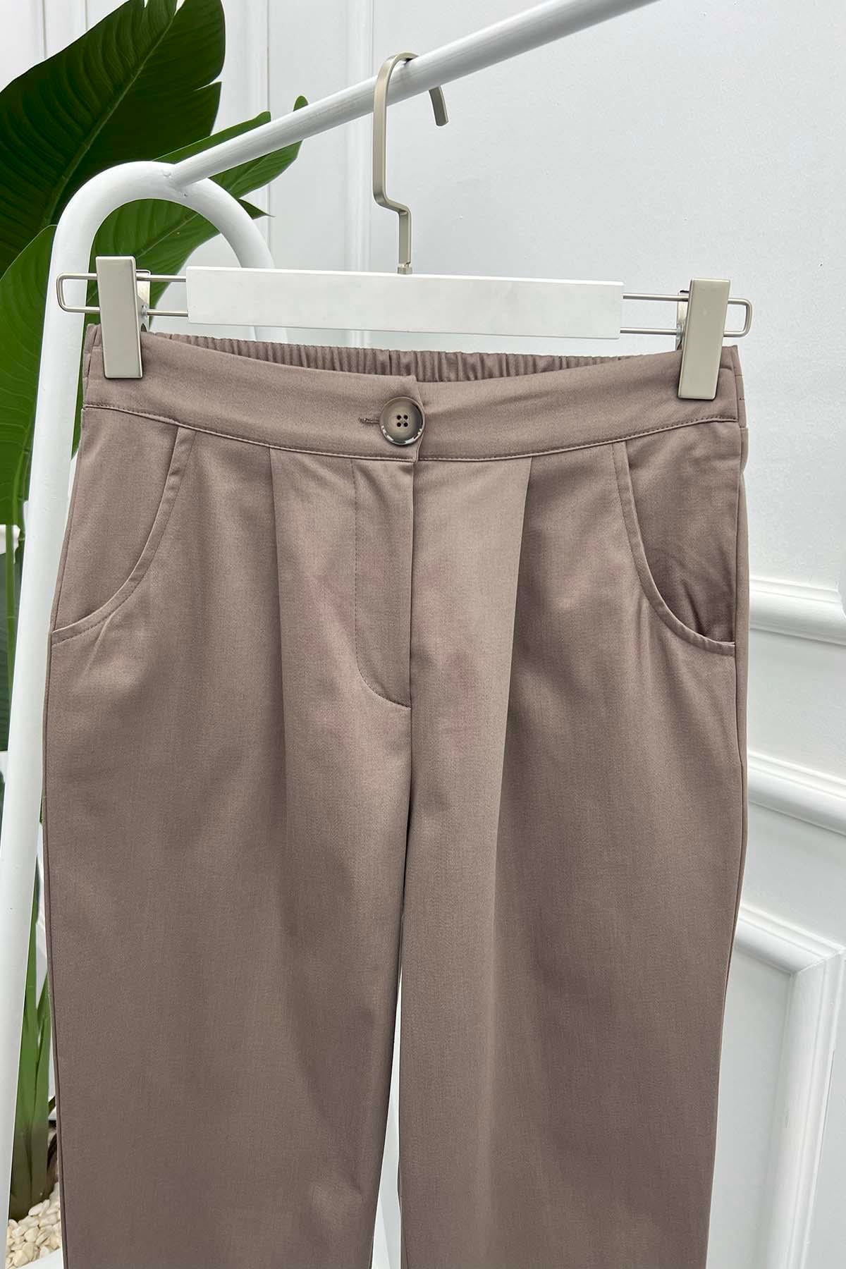Paça Yırtmaçlı Pantolon Vizon