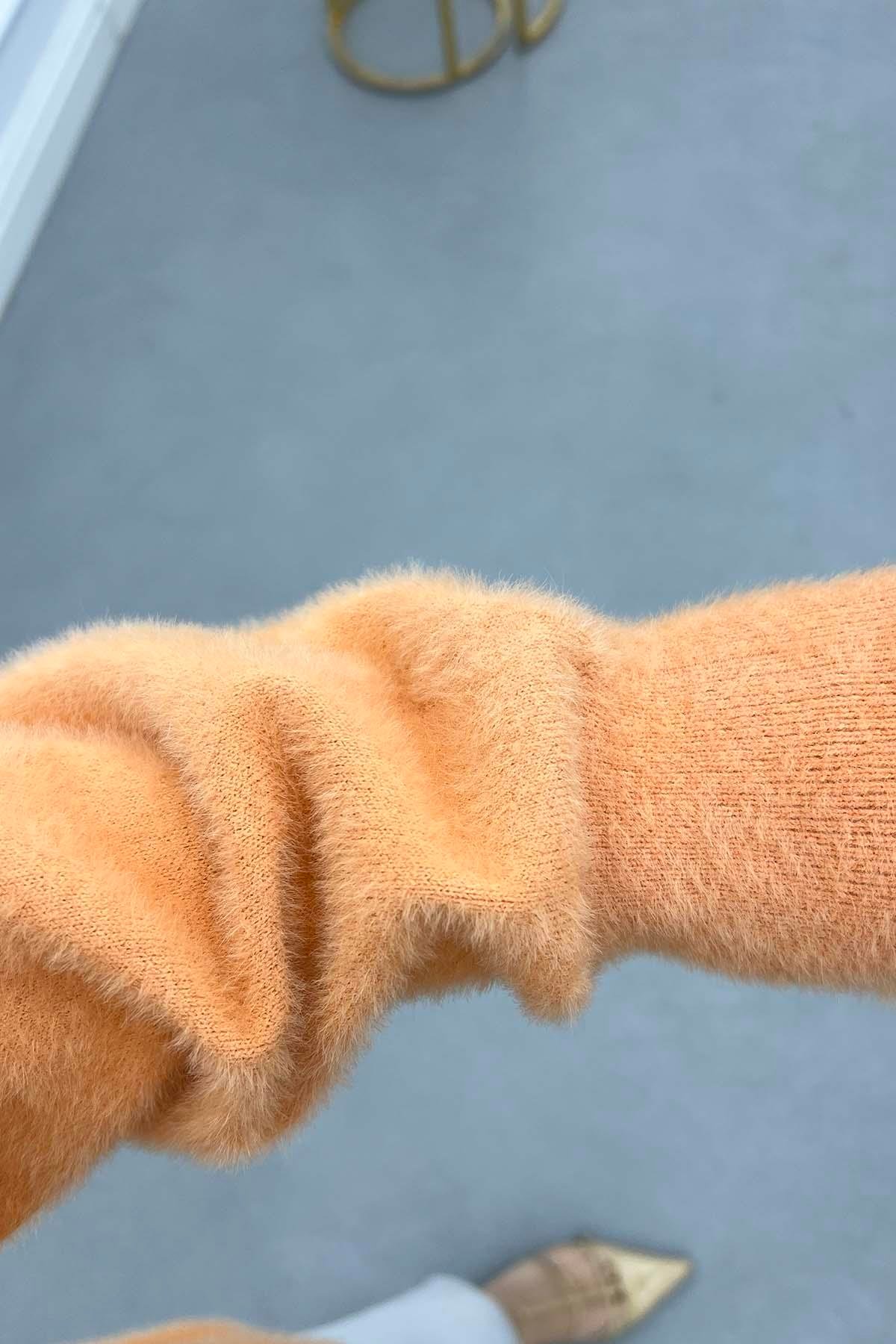 Papyon Detaylı Angora Kazak Turuncu