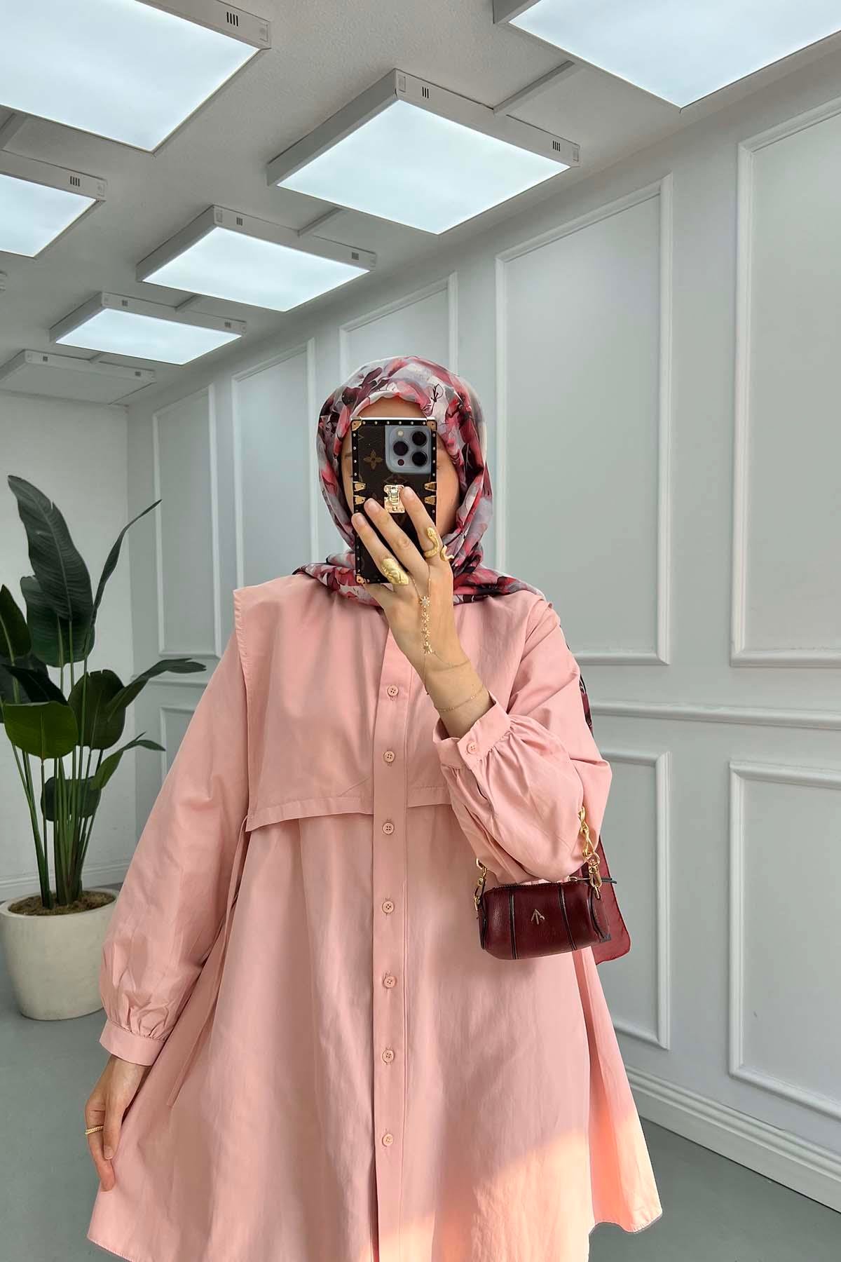 Parça Detaylı Gömlek Pembe