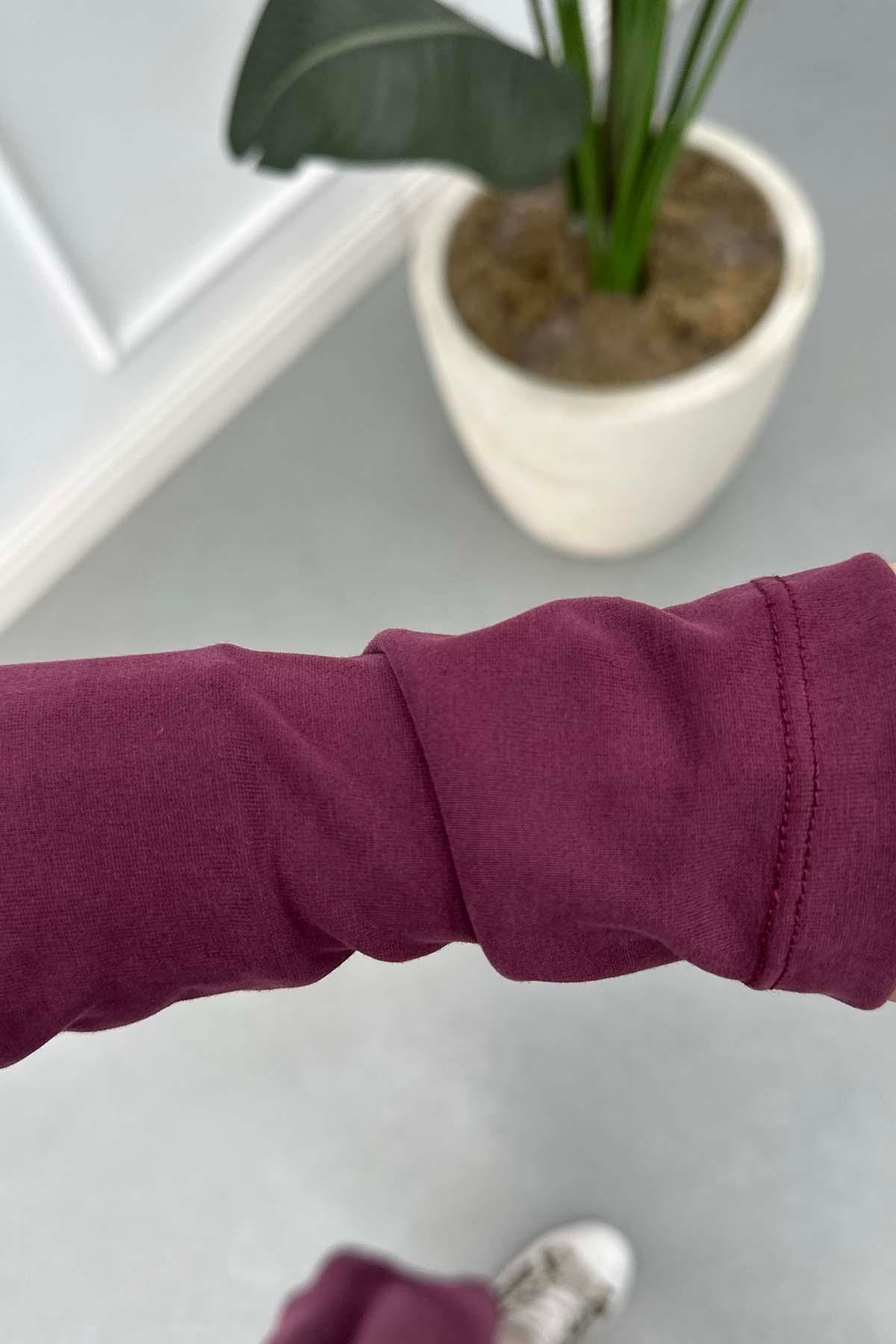 Parçalı Modal Takım Bordo