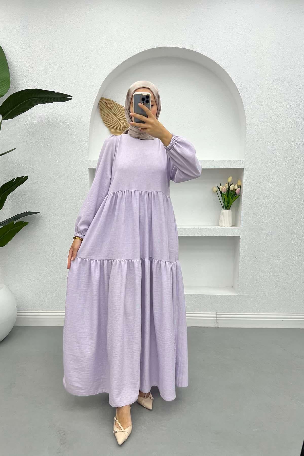 Patlı Elbise Lila