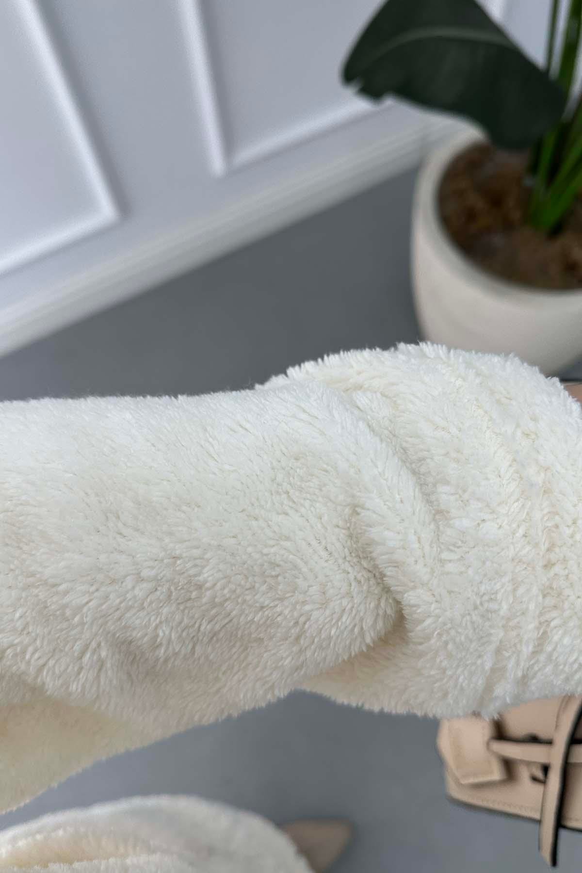 Peluş Ceket Ekru