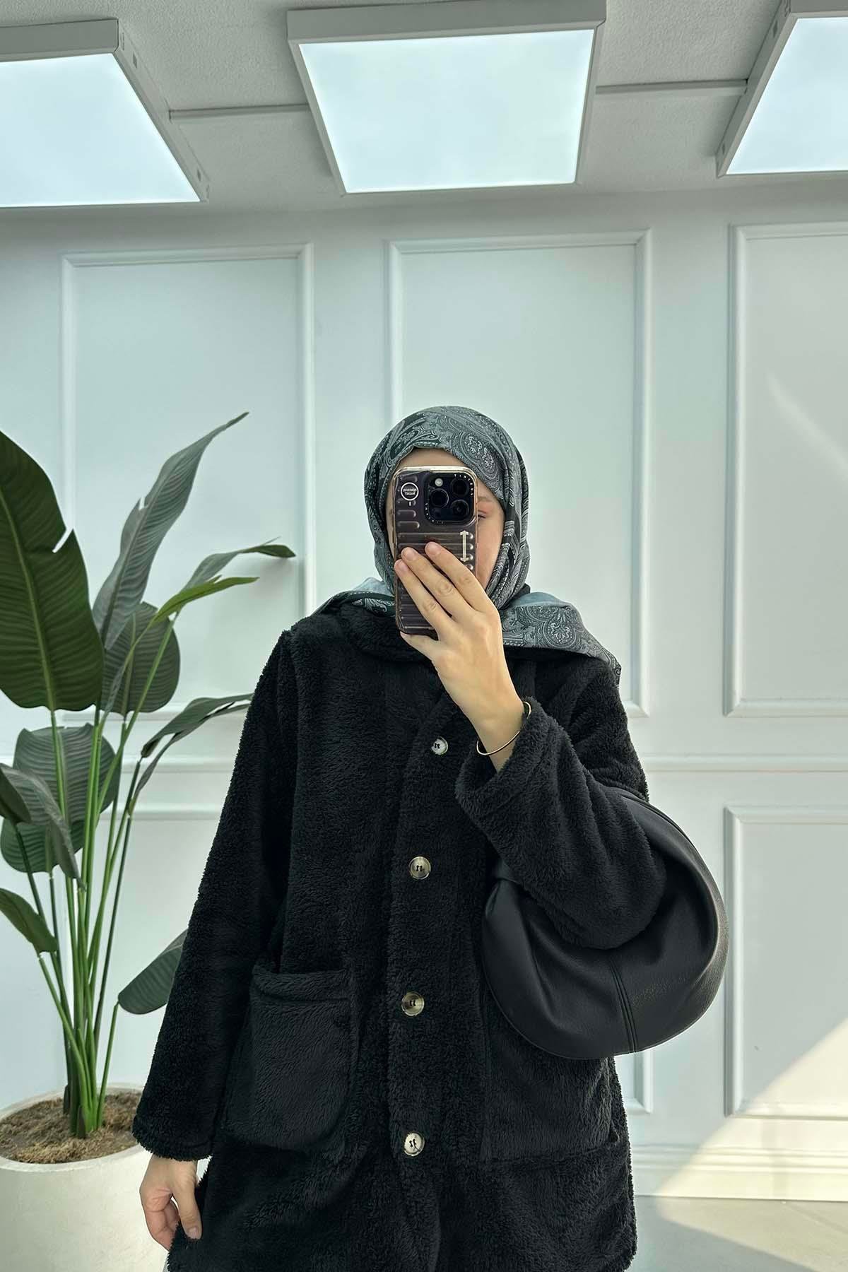 Peluş Ceket Siyah