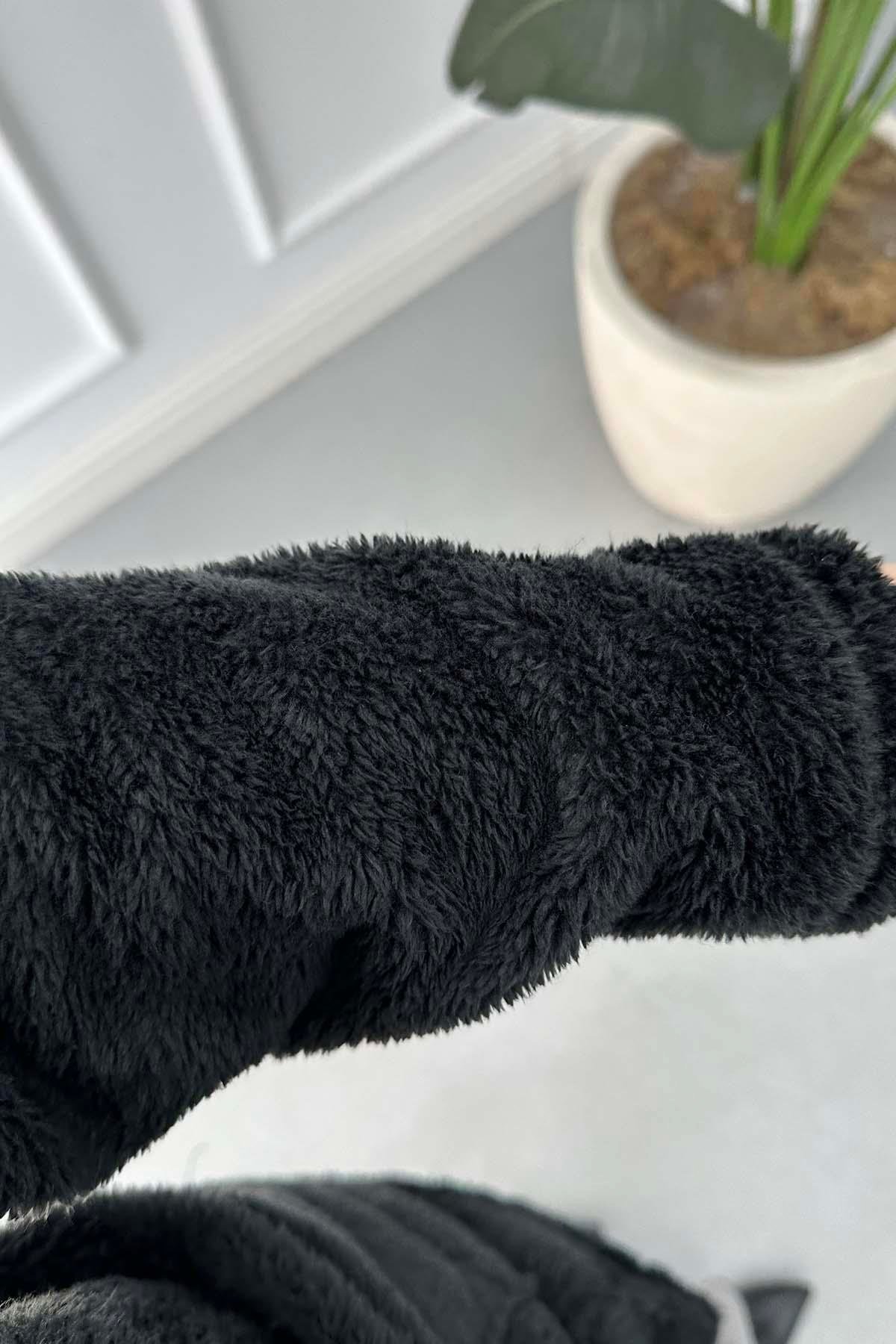 Peluş Ceket Siyah