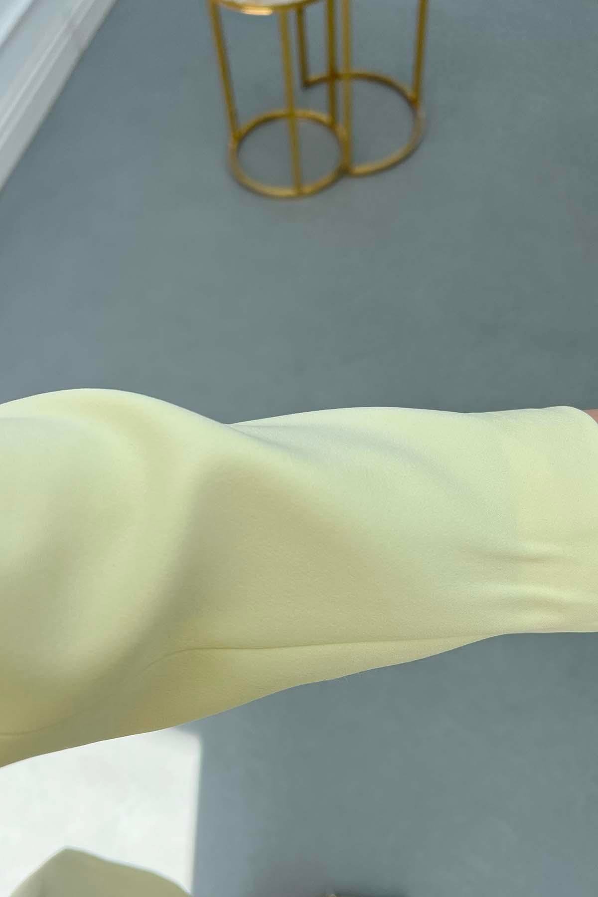 Pens Detaylı (Astarlı) Ceket Yağ Sarısı