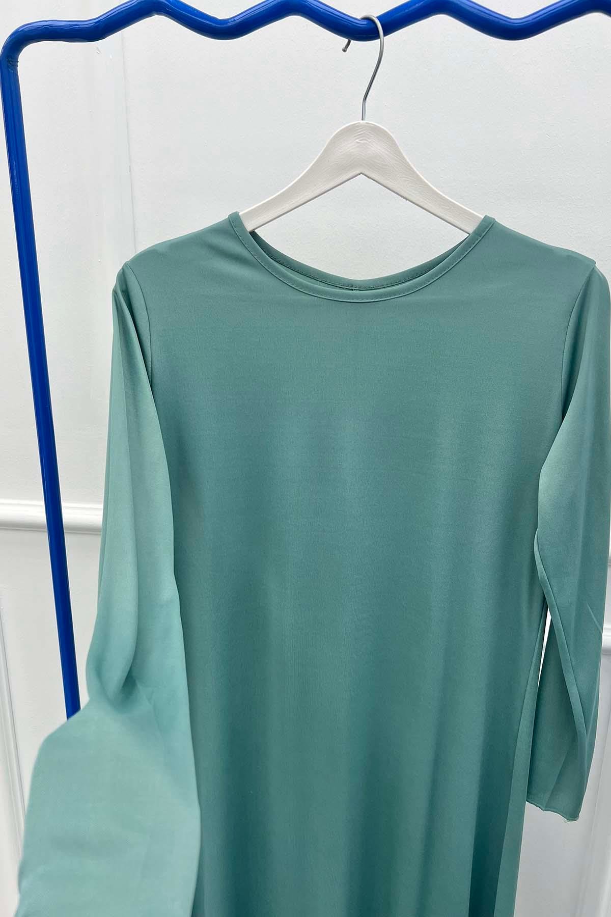 Penye İçlik Elbise Mint Yeşili