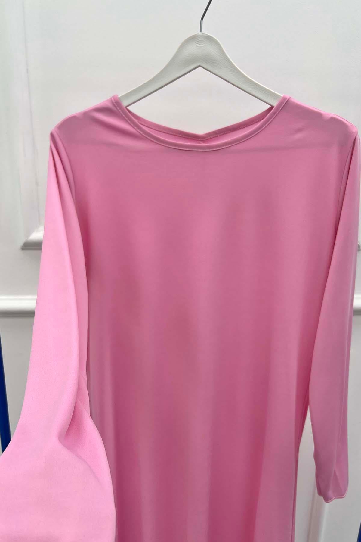 Penye İçlik Elbise Pembe