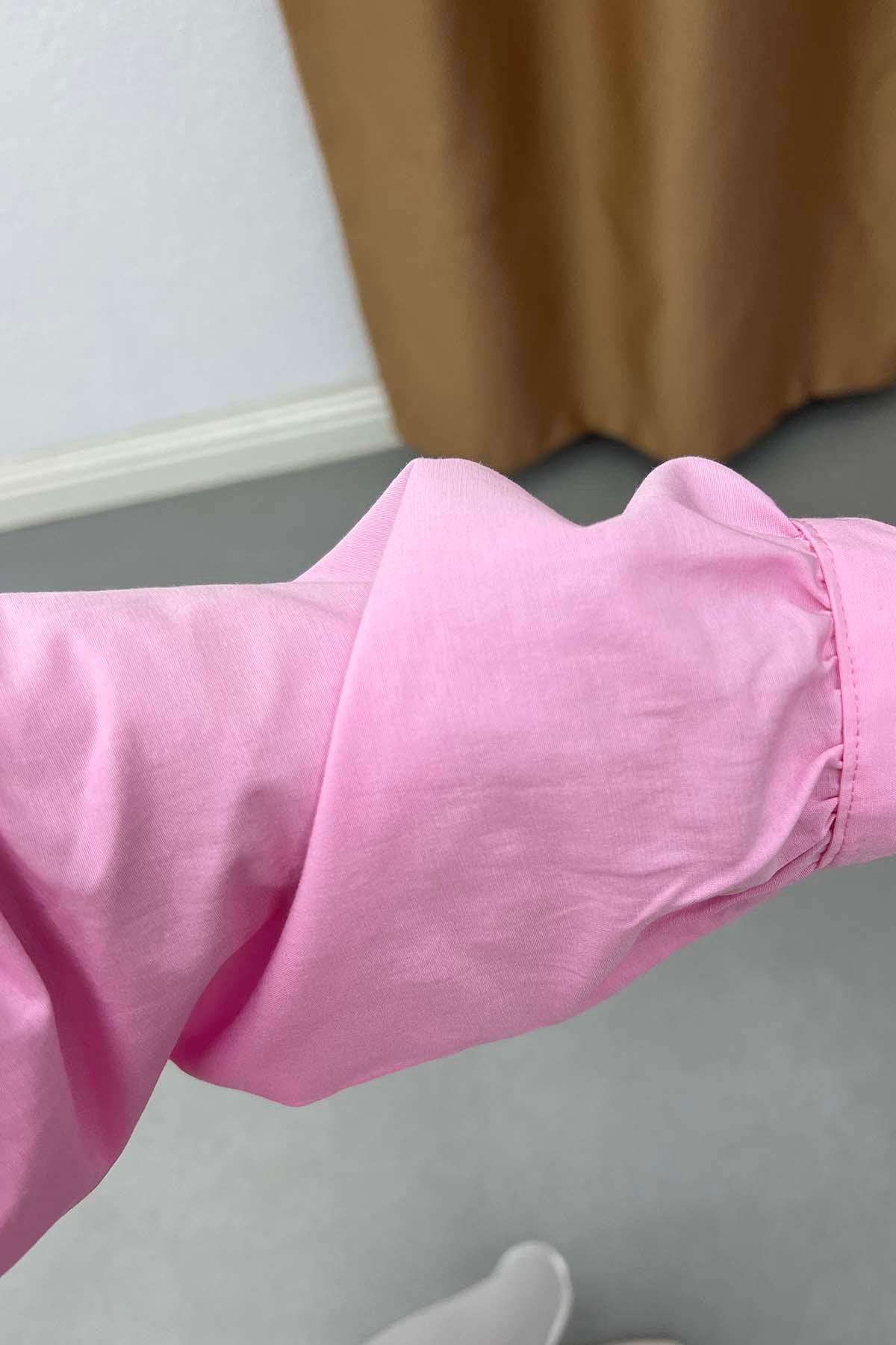 Peri Fırfırlı Bebe Yaka Gömlek Pembe