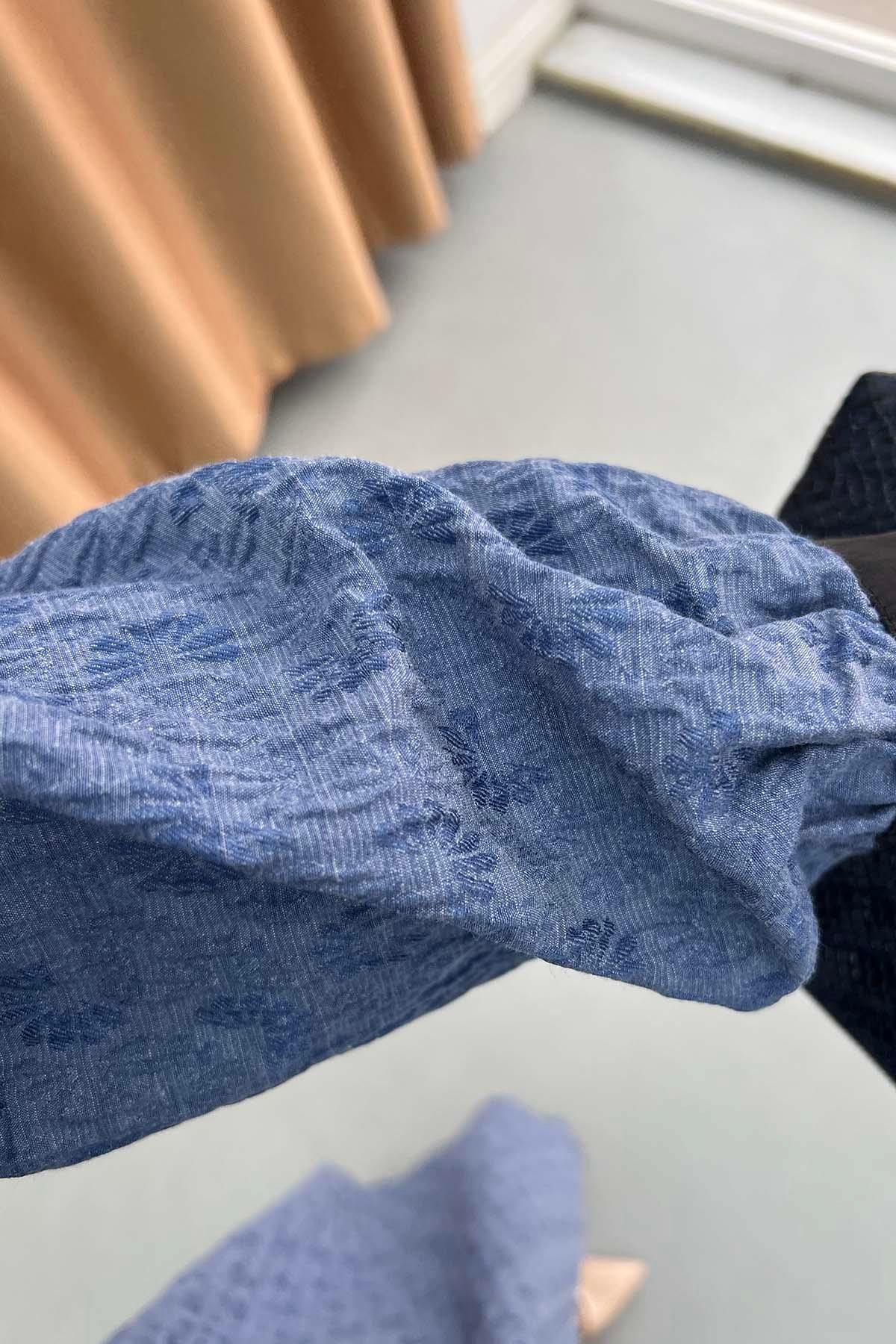 Peri Masalı Bebe Yaka Kemerli Elbise İndigo