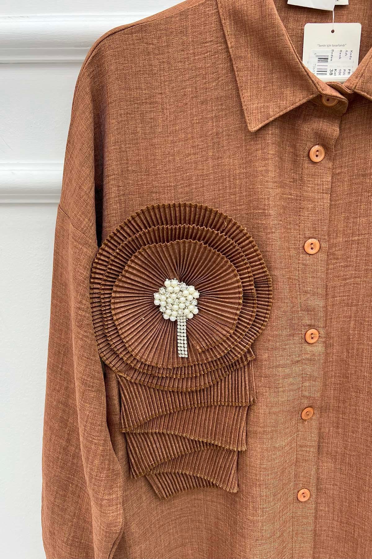 Pilise Ve Taş Detaylı Tunik Kahve