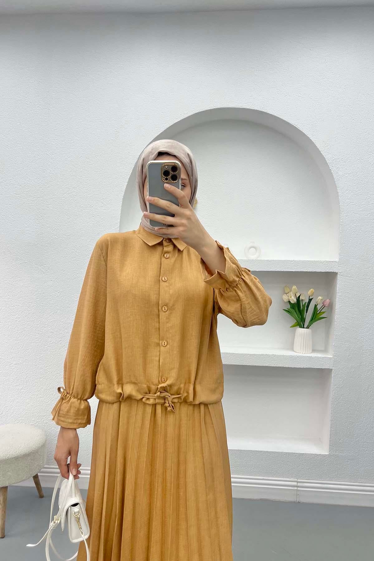 Piliseli Etek Takım Camel