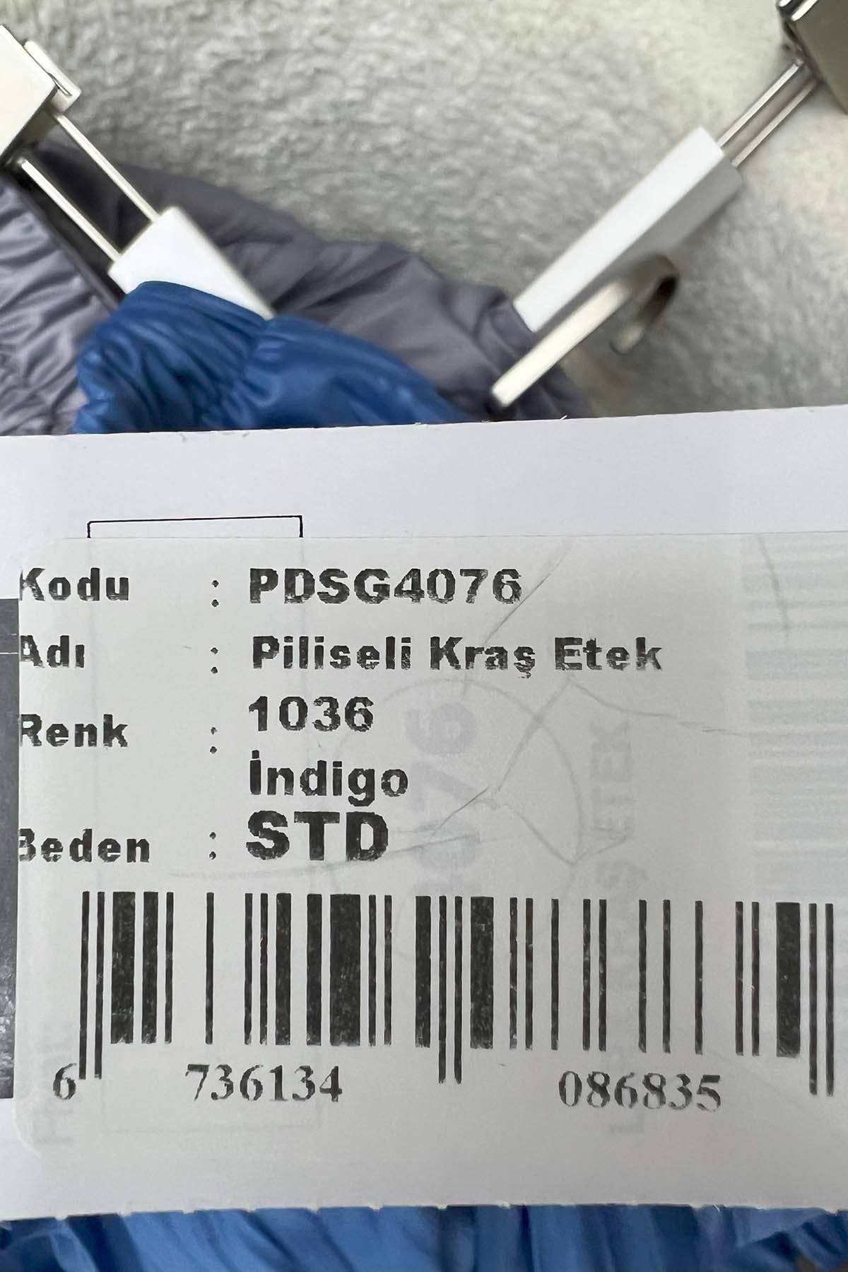 Piliseli Kraş Etek İndigo
