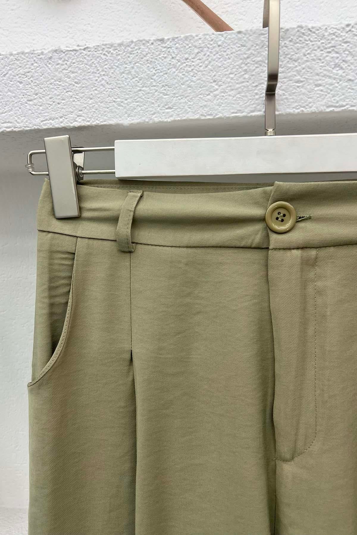 Piliseli Pantolon Soft Yeşil