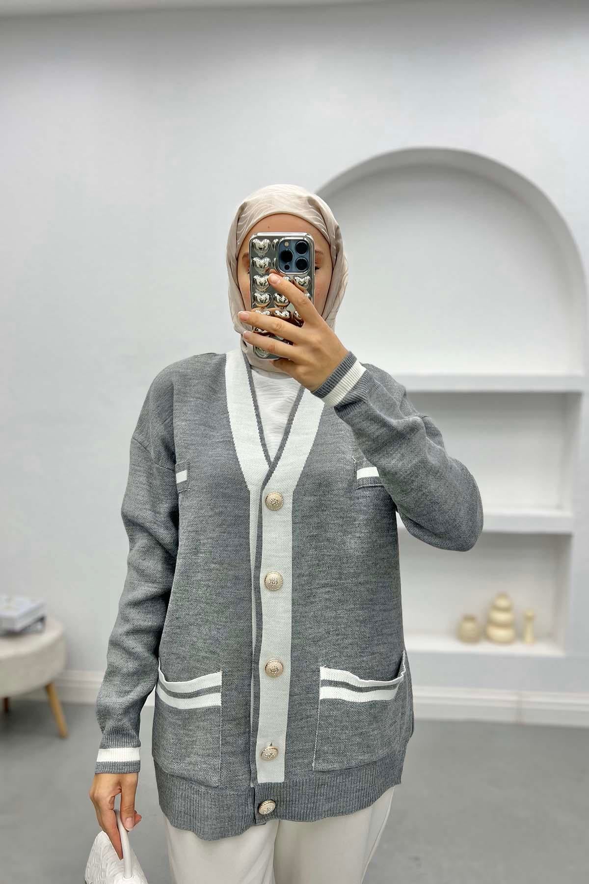 Pinterest Hırka Gri
