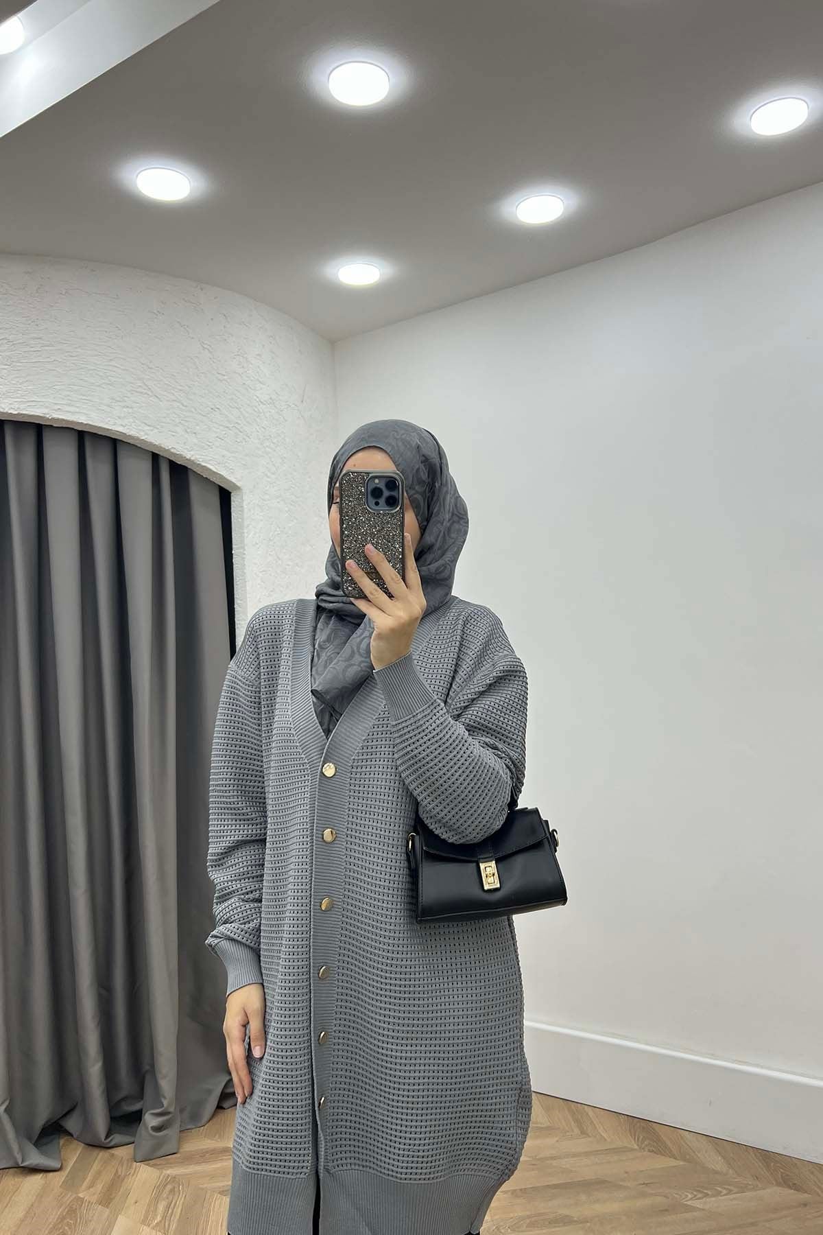 POLYELİT FİLELİ HIRKA Açık Gri