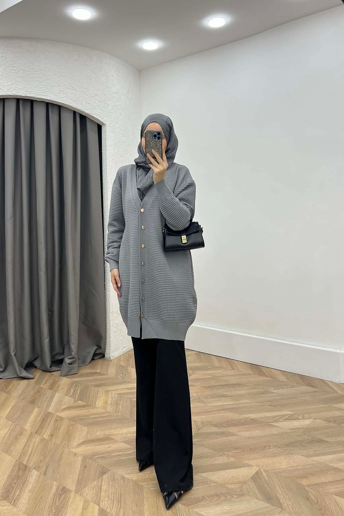 POLYELİT FİLELİ HIRKA Açık Gri