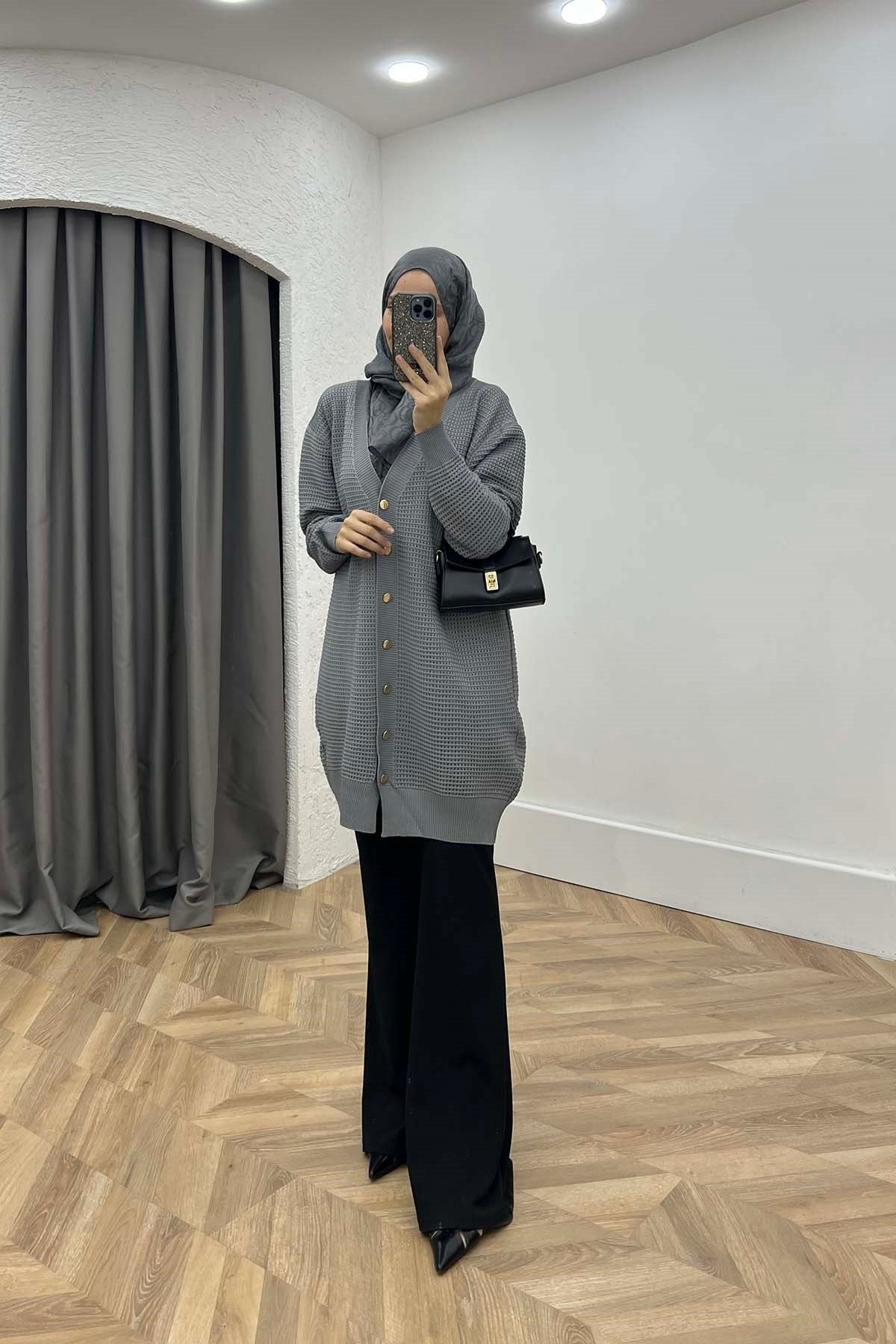 POLYELİT FİLELİ HIRKA Açık Gri