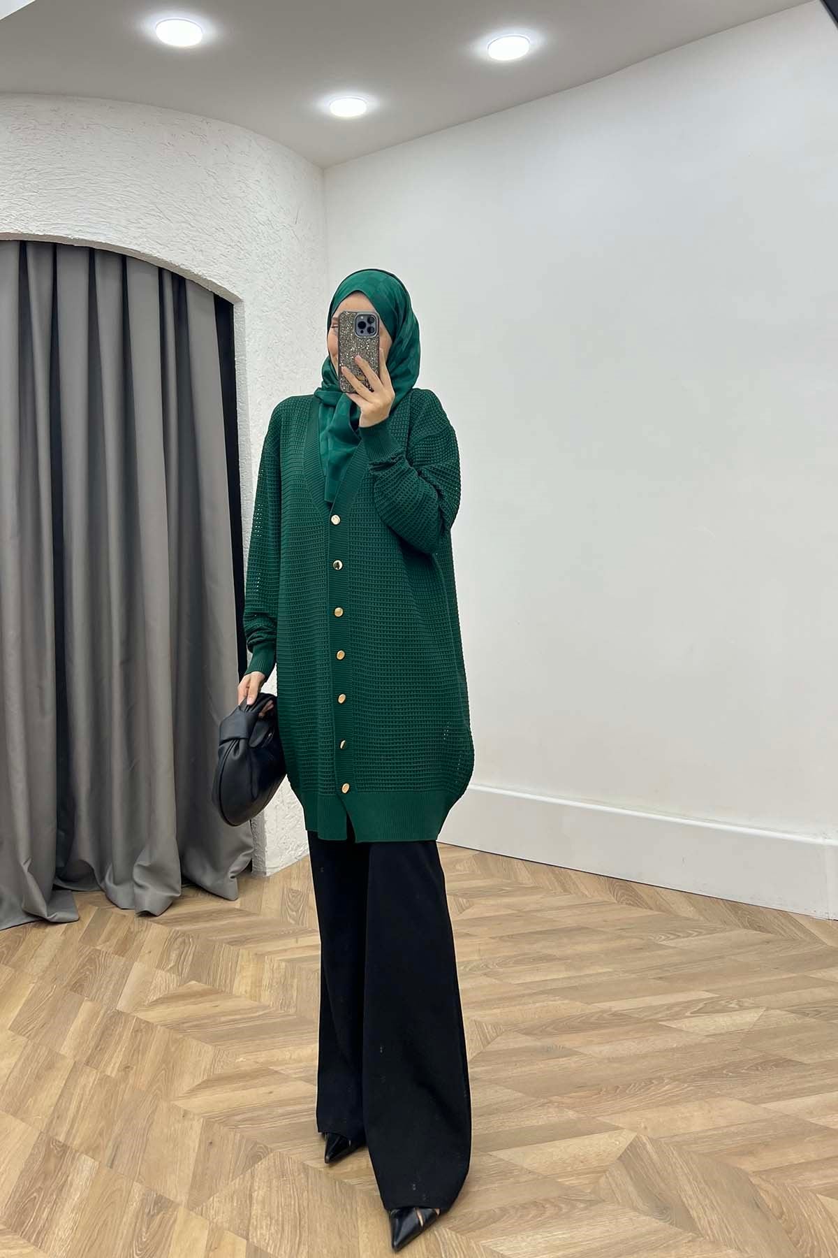 POLYELİT FİLELİ HIRKA Zümrüt Yeşili