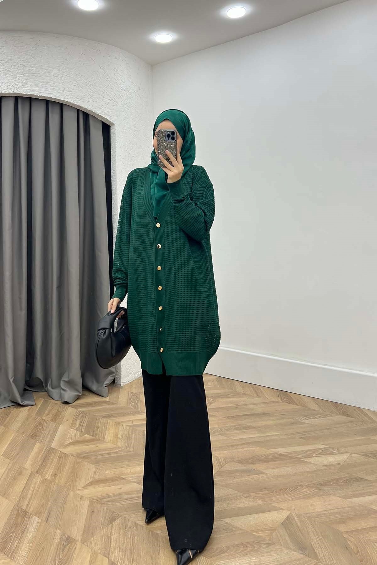 POLYELİT FİLELİ HIRKA Zümrüt Yeşili