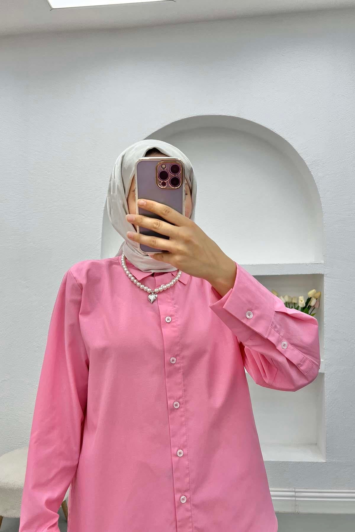 Poplin Gömlek Pembe
