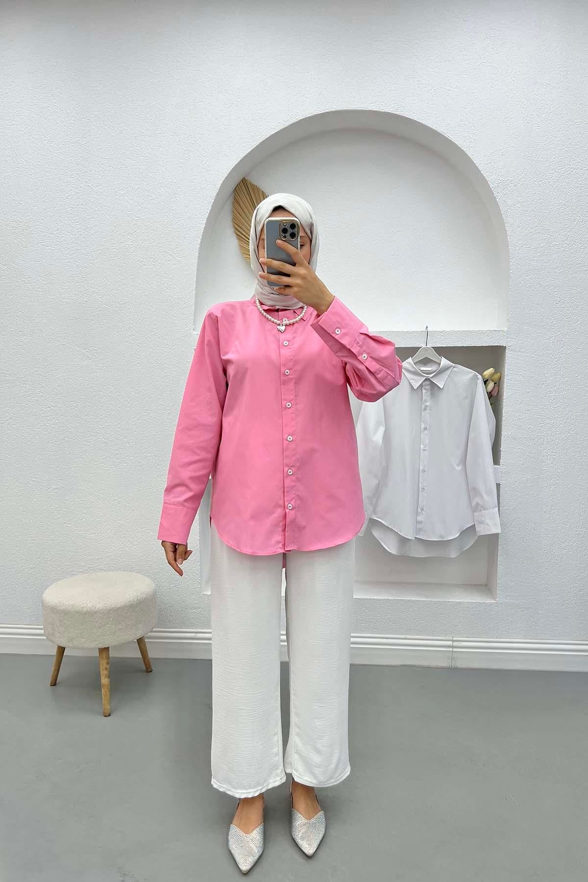Poplin Gömlek Pembe
