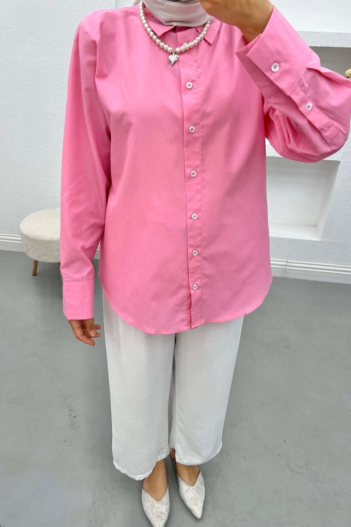 Poplin Gömlek Pembe