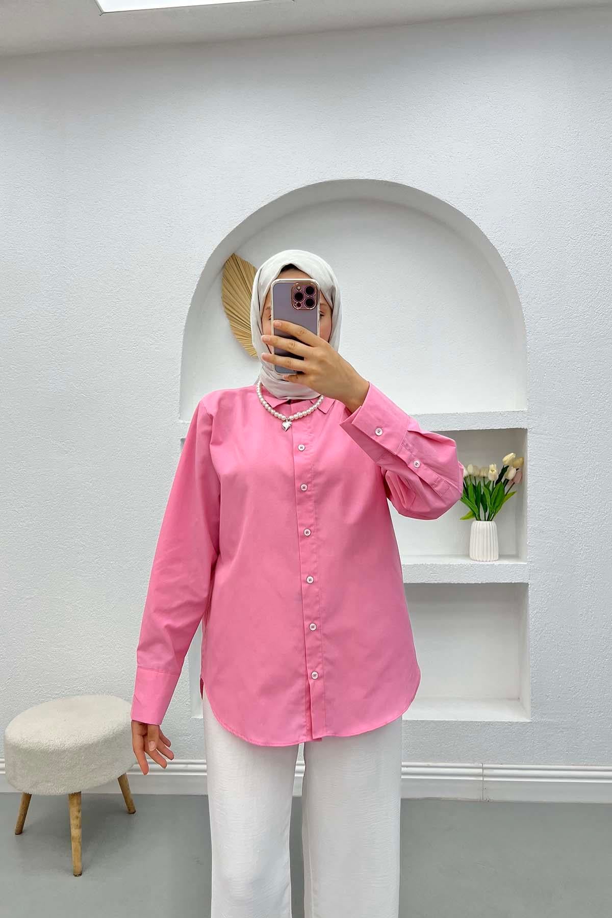 Poplin Gömlek Pembe