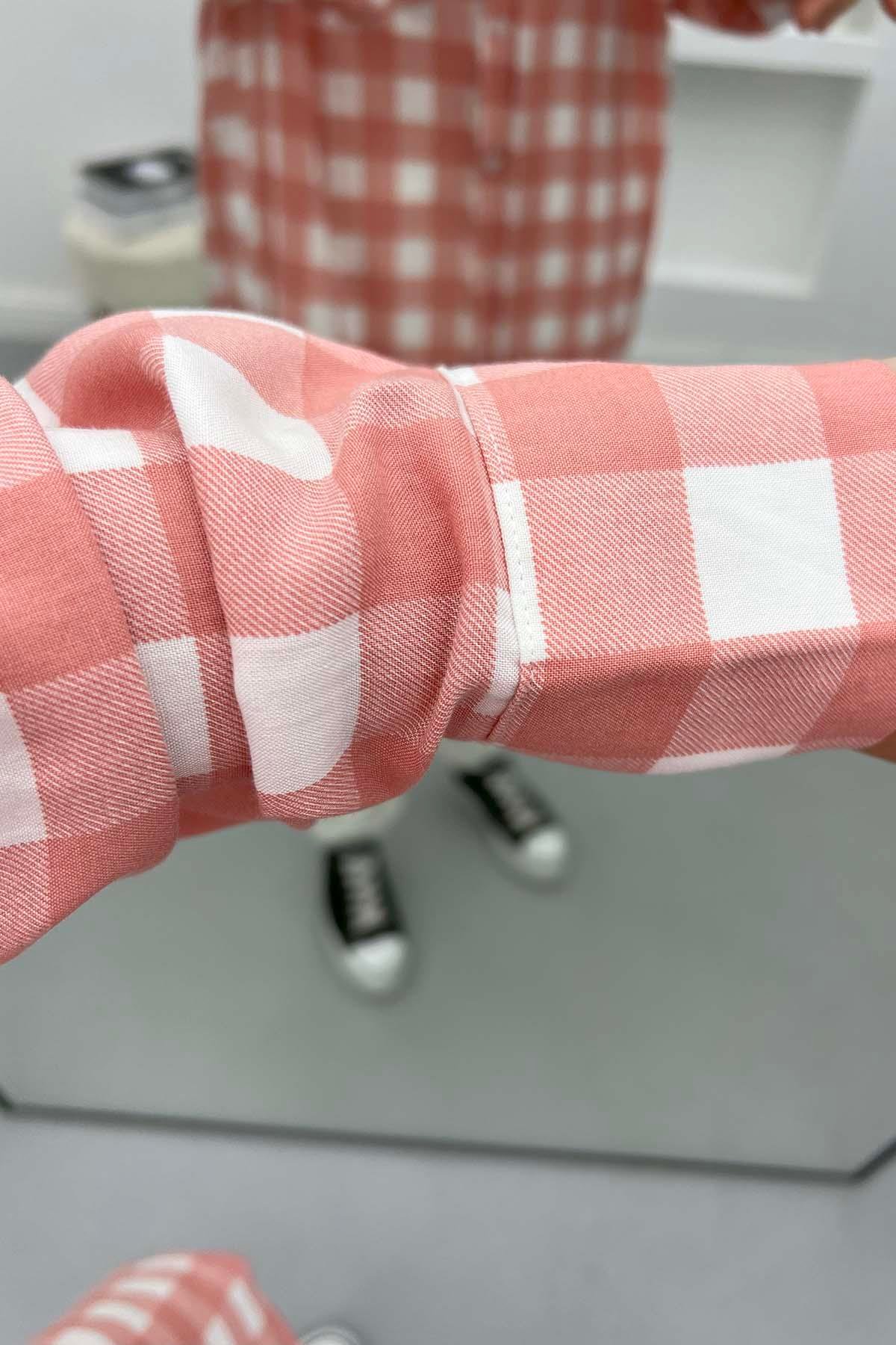 Pötikareli Oversize Gömlek Pembe
