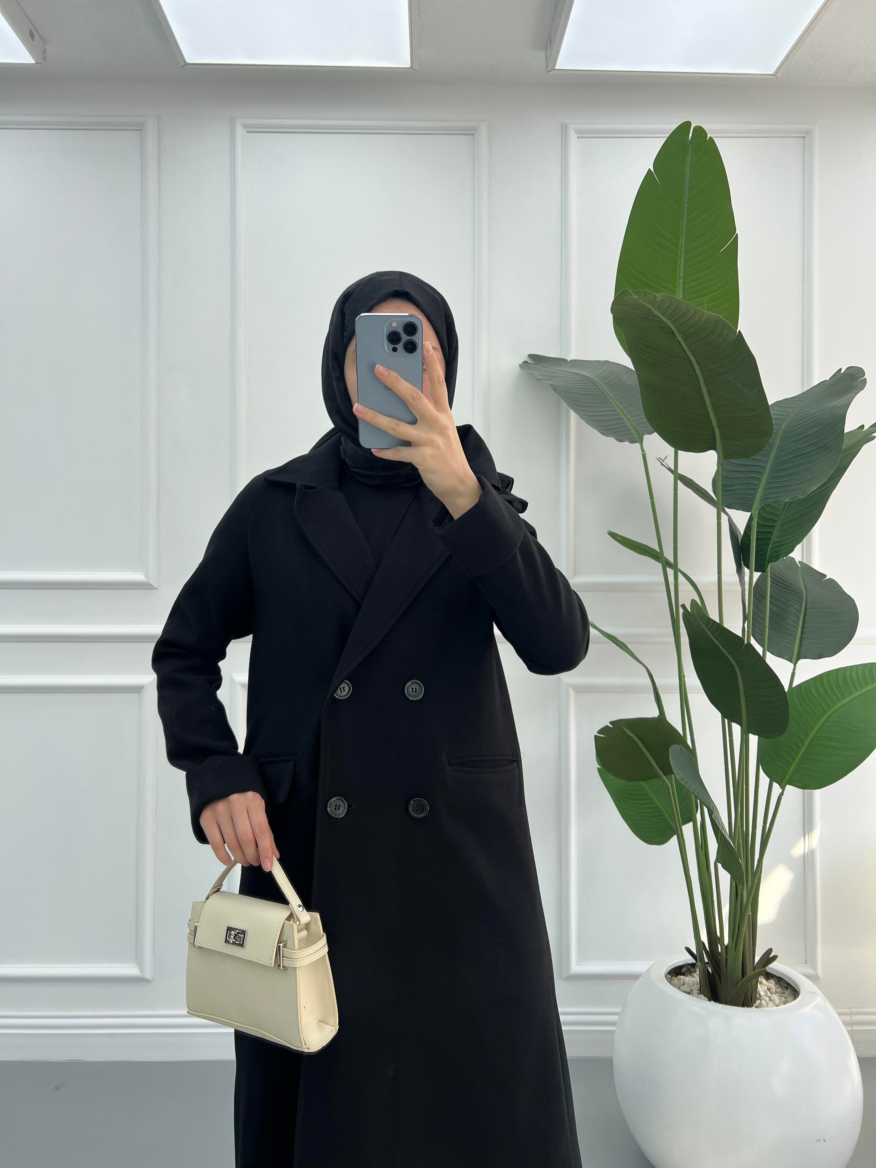 Premium Kaşe Kaban Siyah