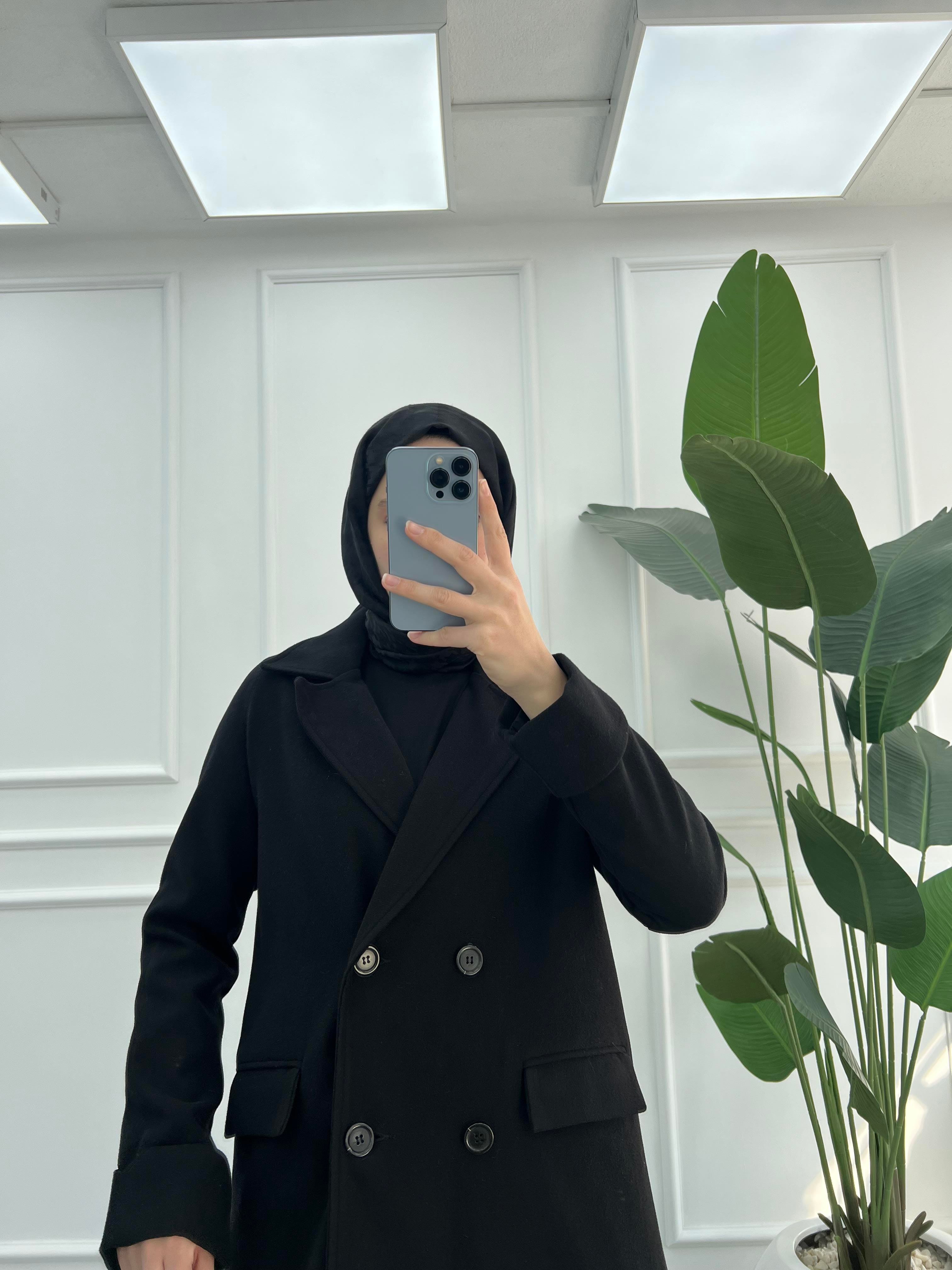 Premium Kaşe Kaban Siyah
