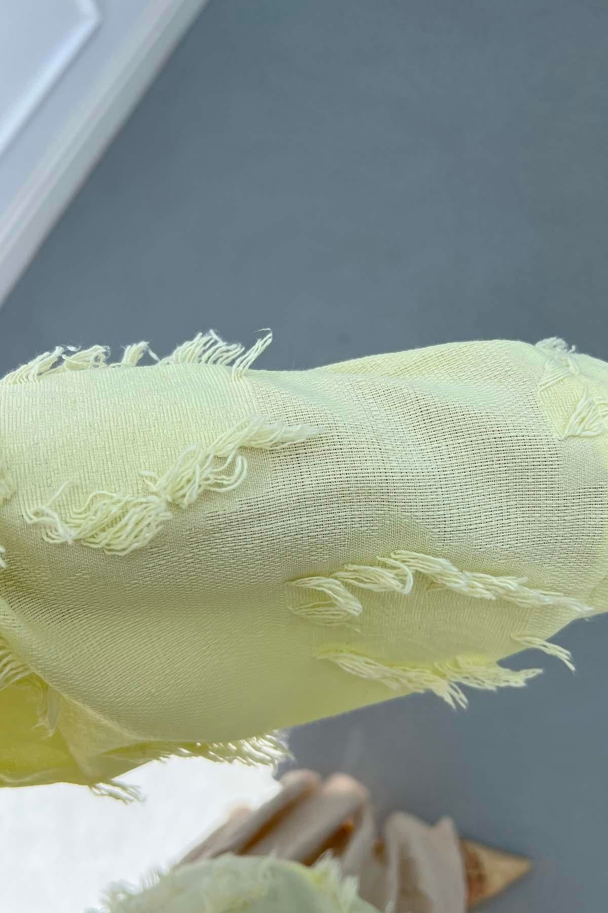 Püsküllü Bağlamalı Kimono Yağ Sarısı