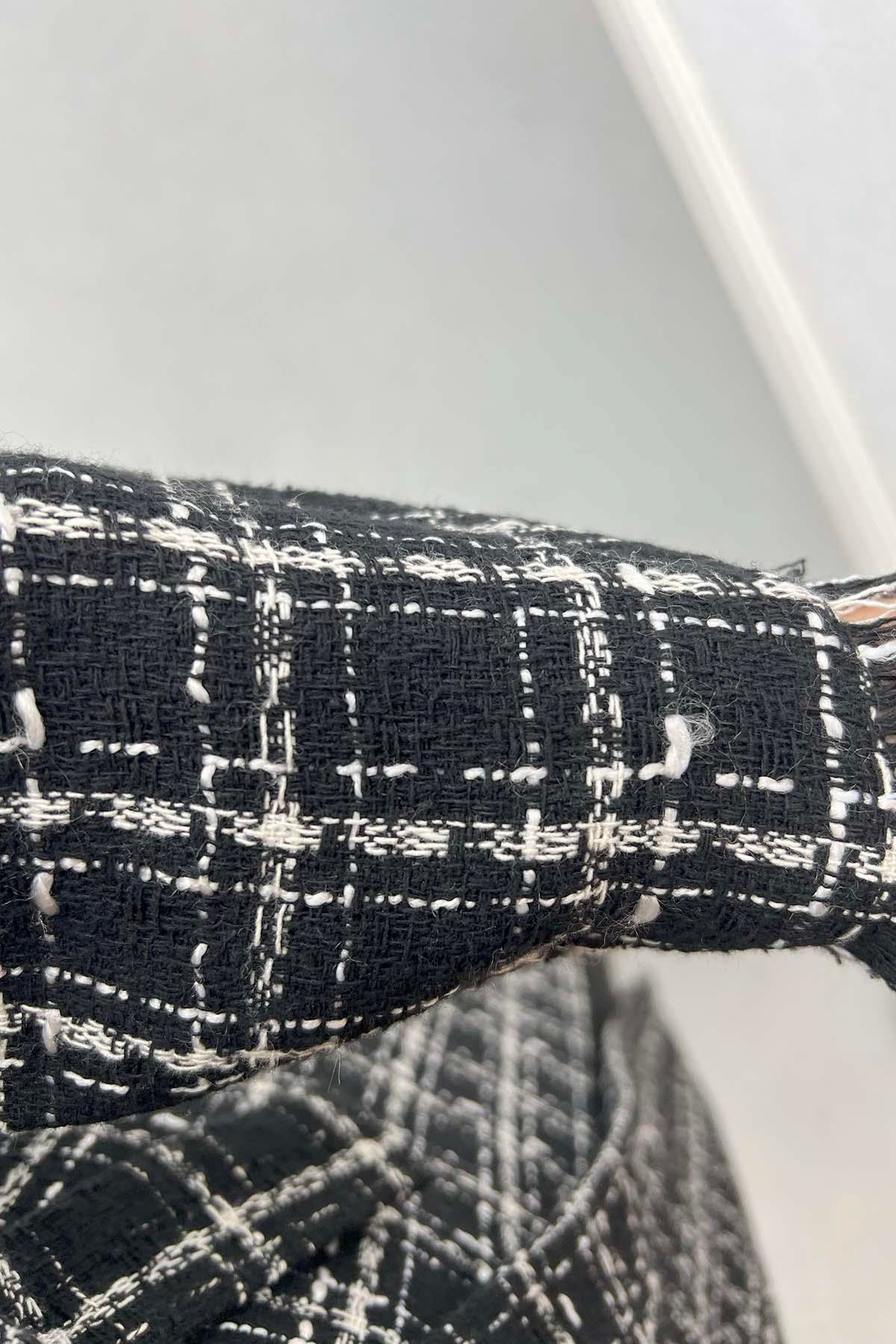 Püsküllü Tüvit Kimono Siyah