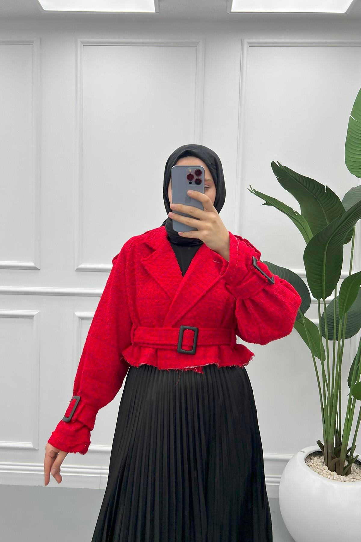 Reglan Kısa Ceket Kırmızı