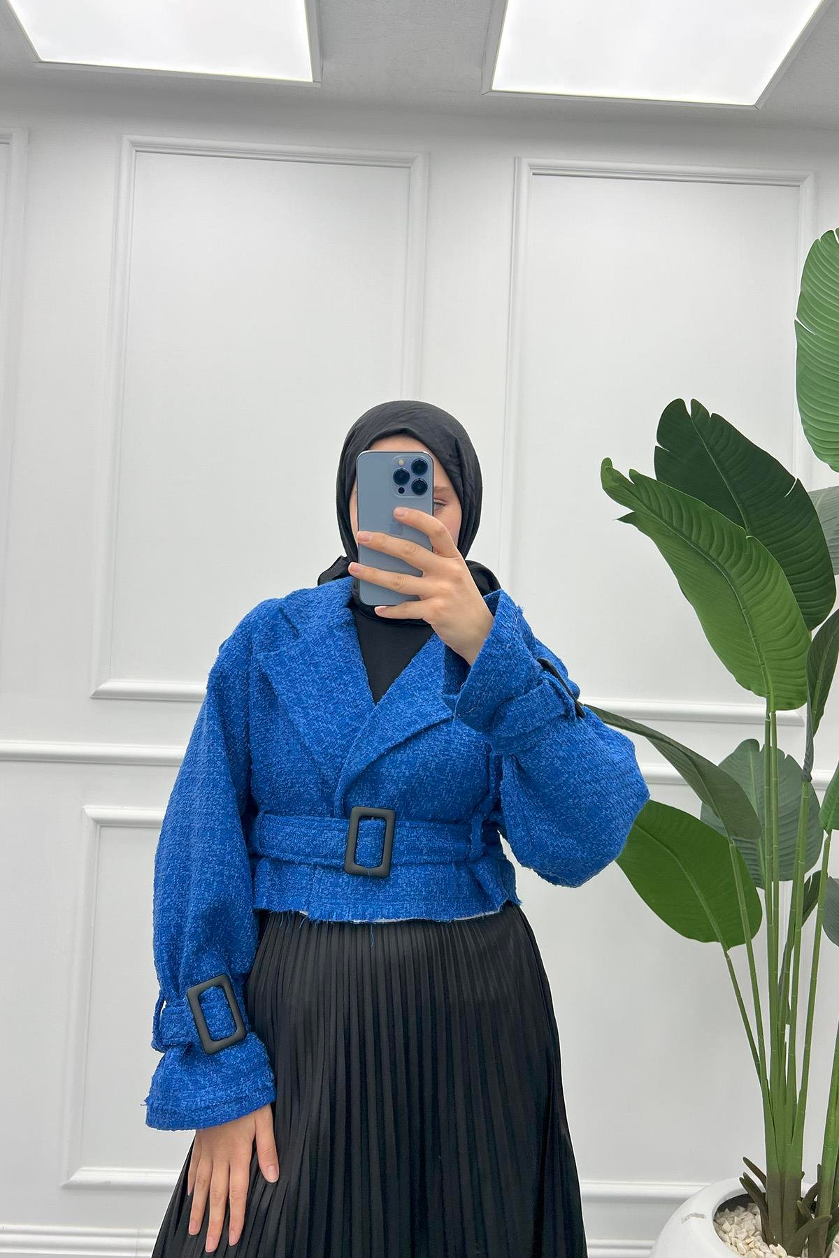 Reglan Kısa Ceket Mavi