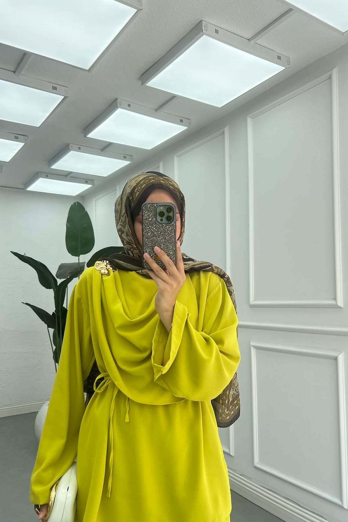 Şal Yakalı Modern Takım Olive Yeşil
