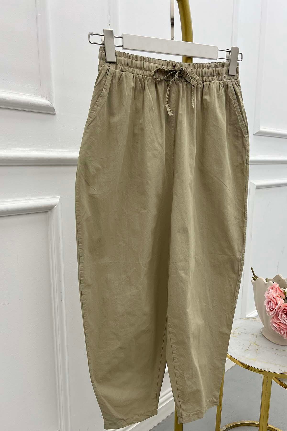 Şalvar Kesim Pantalon Soft Yeşil
